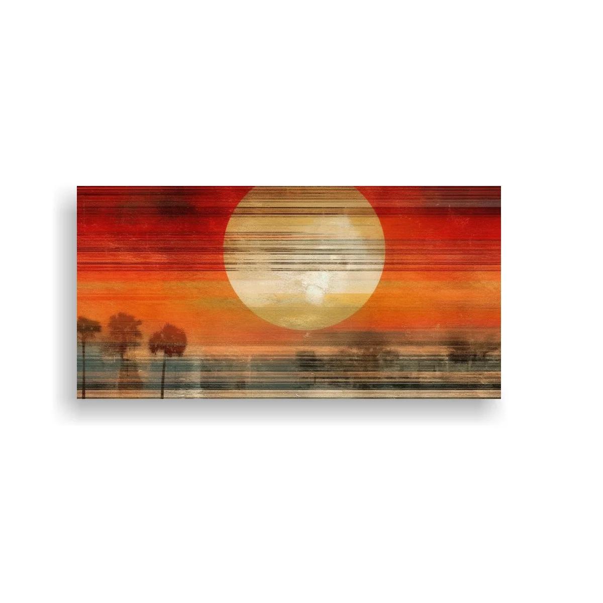 Cuadro sol sobre el horizonte con árboles en silueta — imagen principal