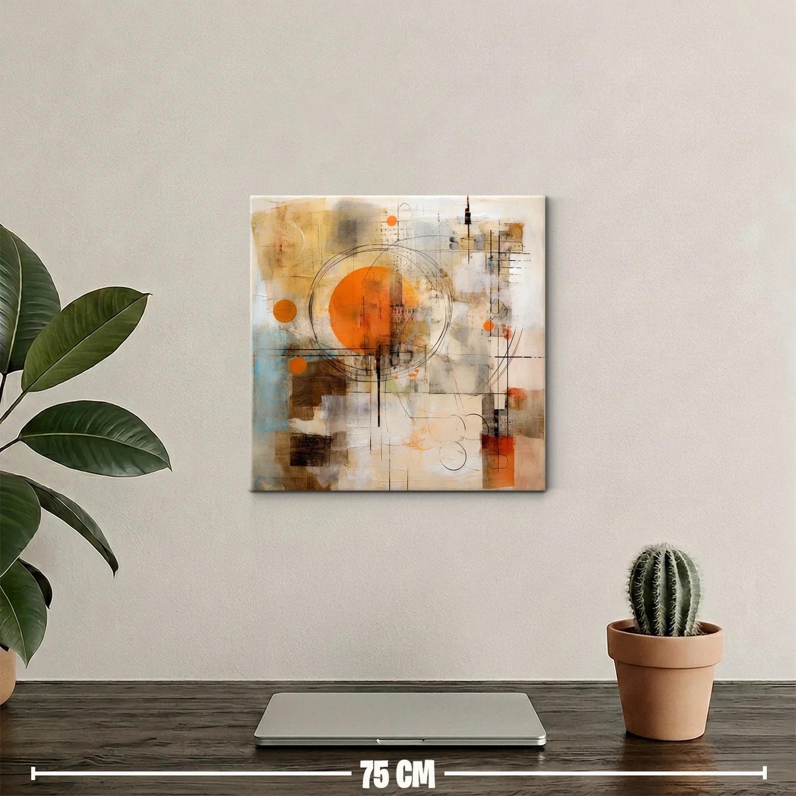 Cuadro abstracto con formas geométricas y tonos cálidos — miniatura 2