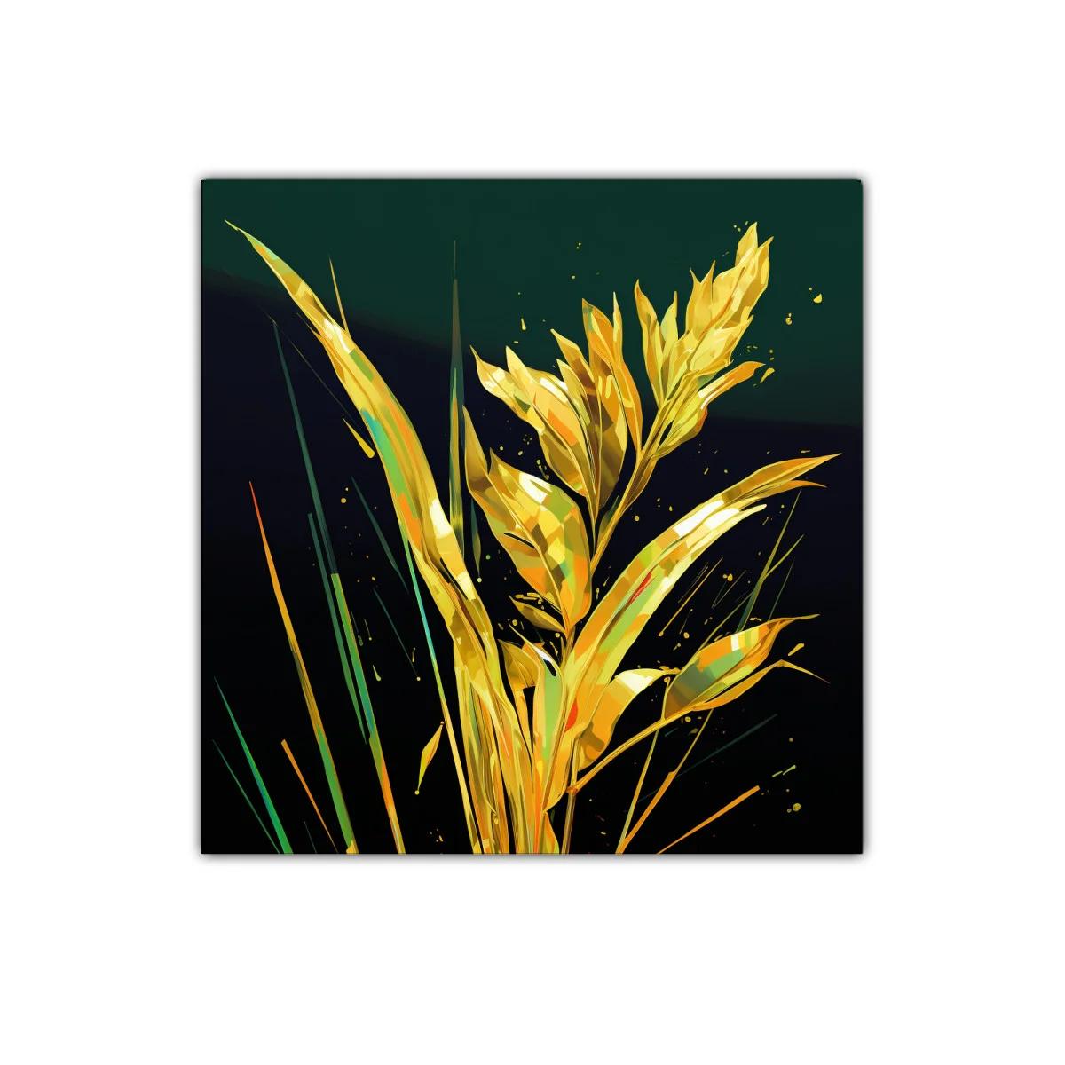 Elegante cuadro de hojas doradas sobre fondo oscuro — imagen principal