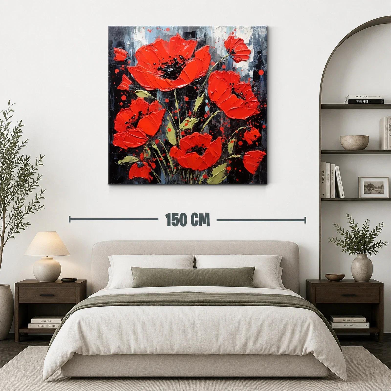 Flores rojas vibrantes sobre fondo oscuro y contrastante — miniatura 3