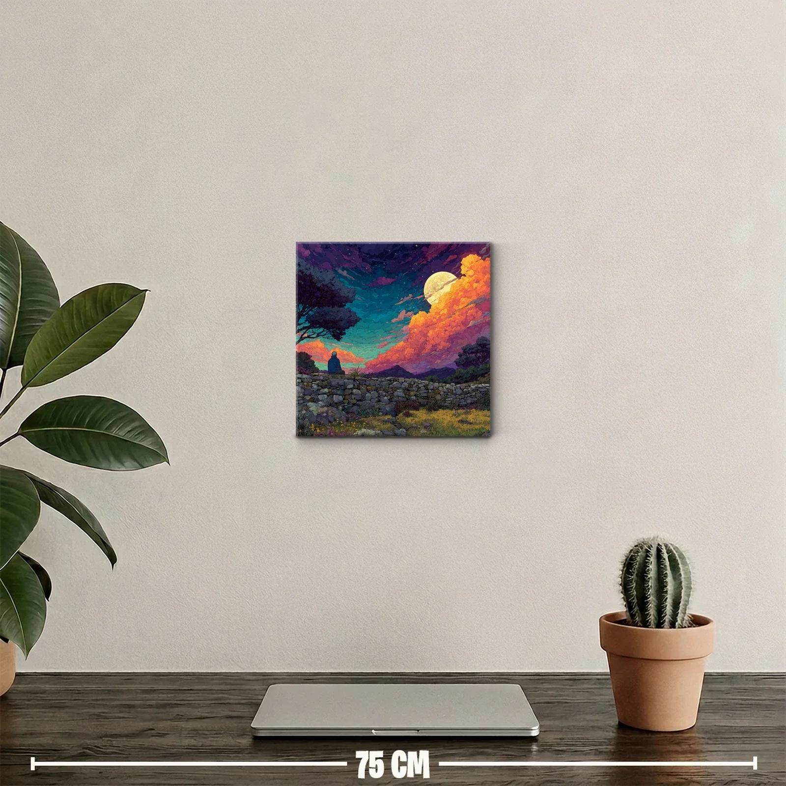 Paisaje nocturno con luna llena y cielo dramático — miniatura 2