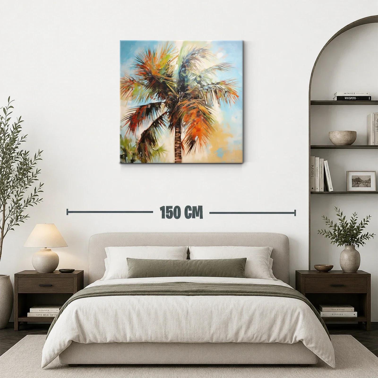 Palmera vibrante con tonos cálidos y cielo azul — miniatura 3