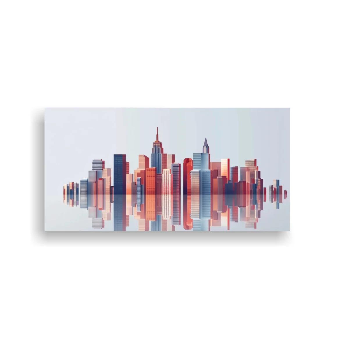 Cuadro skyline urbano con reflejo borroso — imagen principal