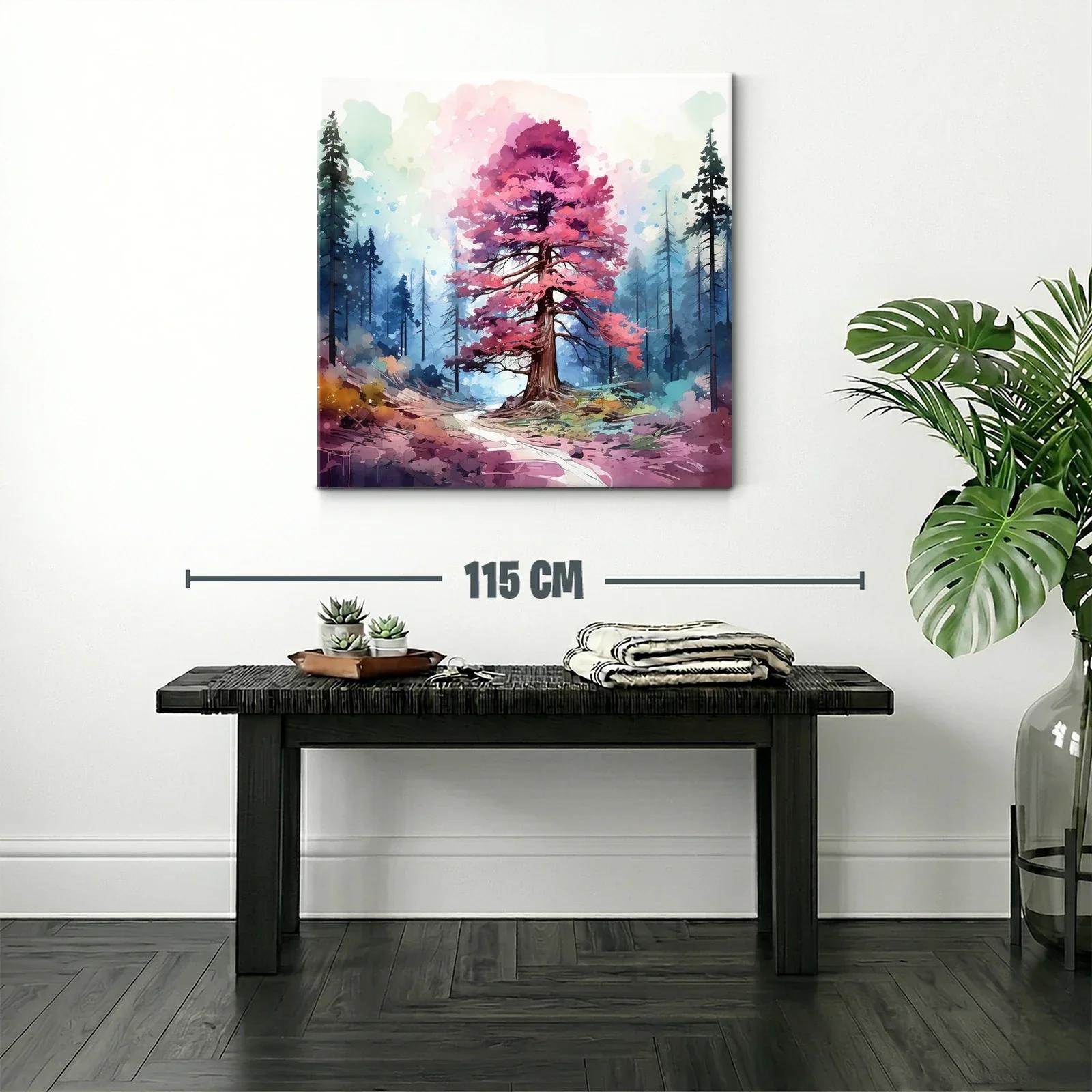 Árbol rosa en bosque de ensueño y tonos vibrantes — miniatura 2
