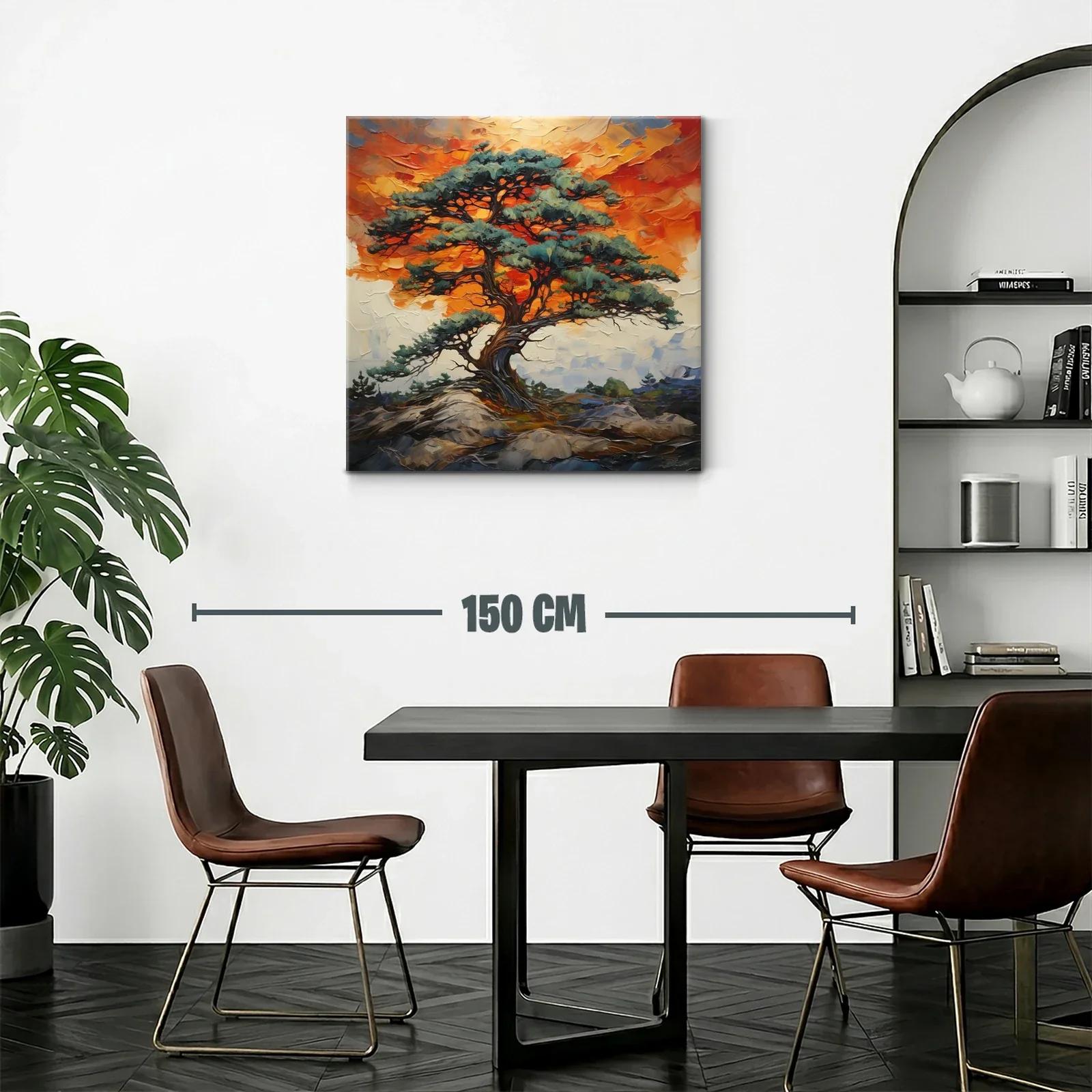 Árbol solitario con cielo fuego en paisaje natural — miniatura 2