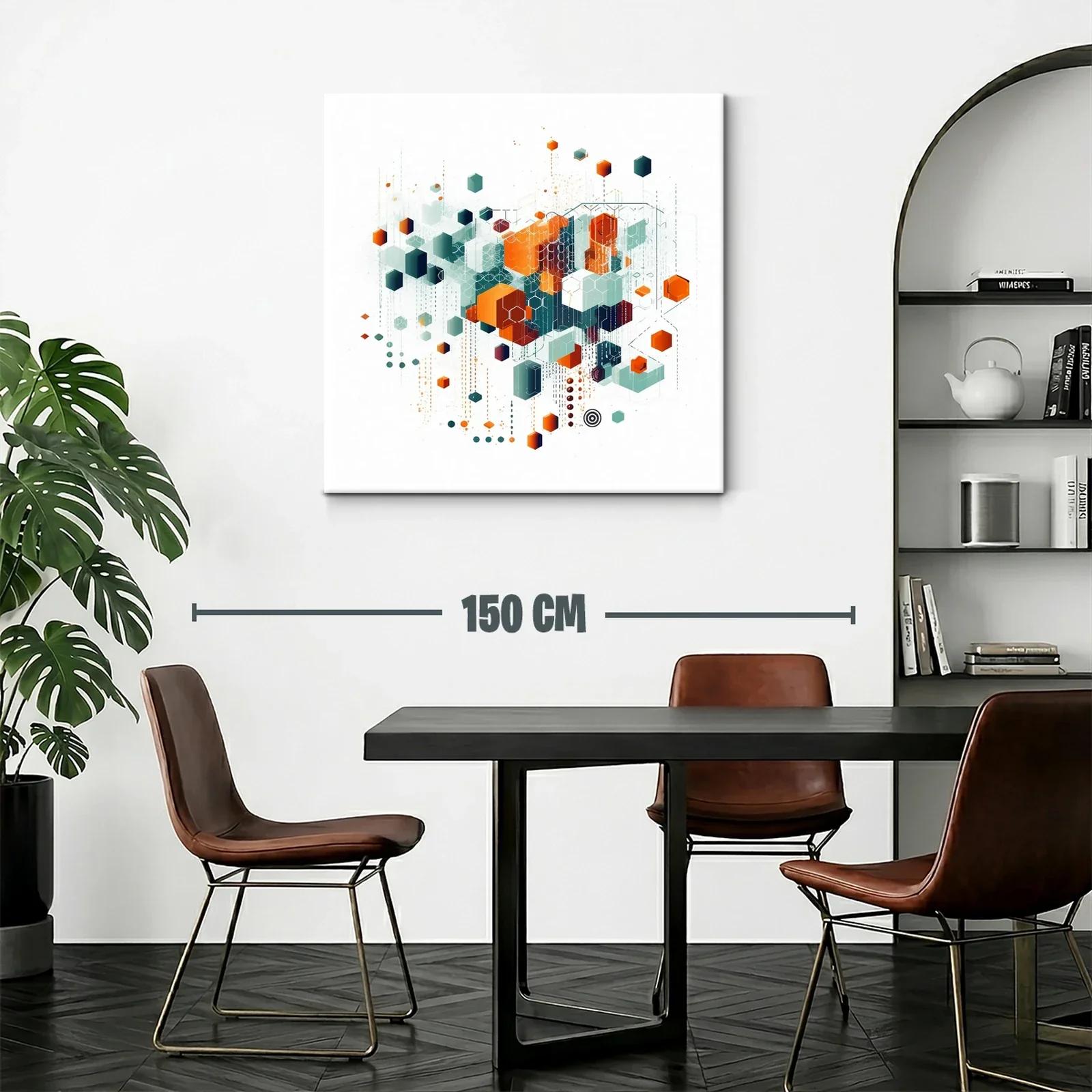 Composición geométrica con hexágonos en tonos naranja y verde — miniatura 2