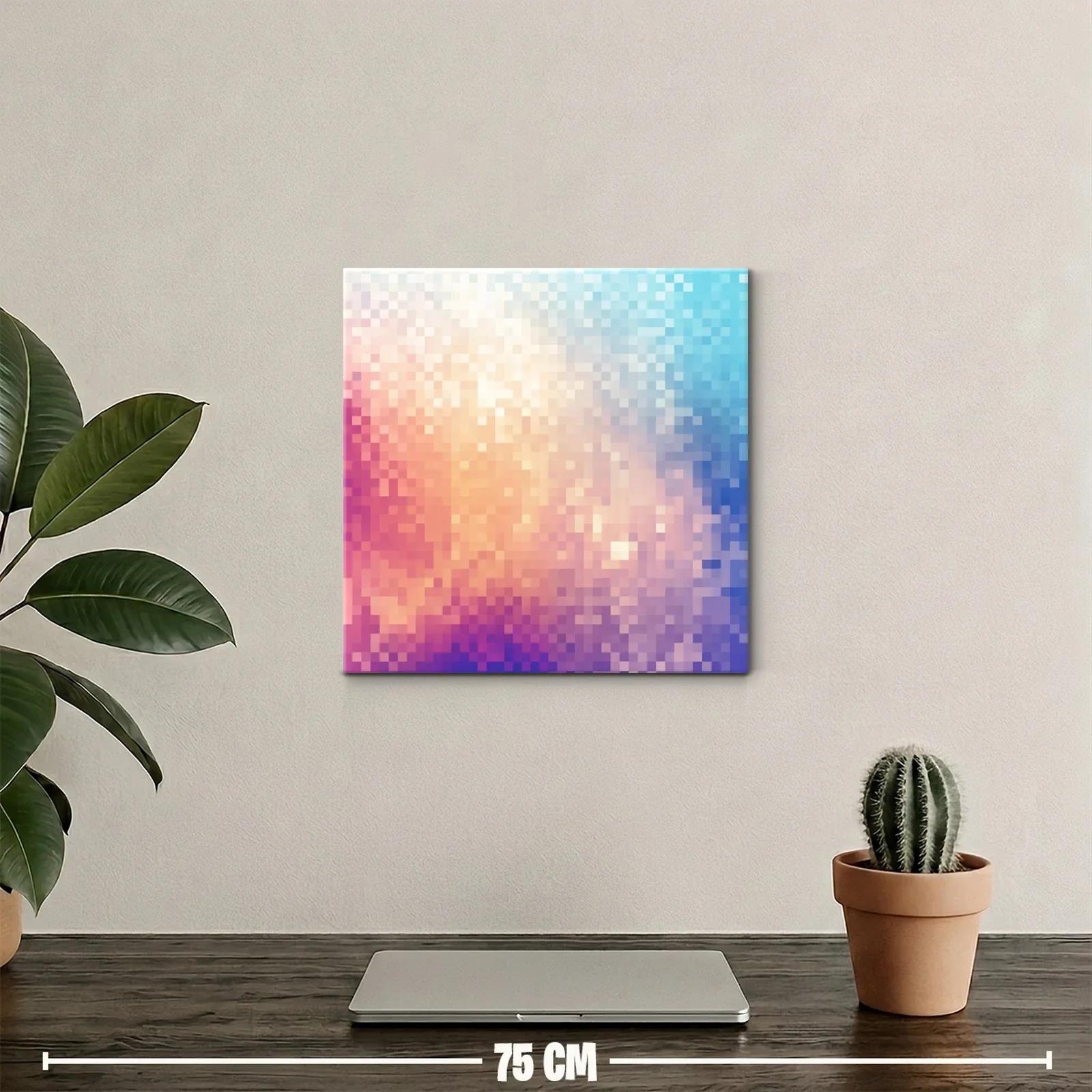 Cuadro abstracto con tonos cálidos y fríos armonizados — miniatura 2