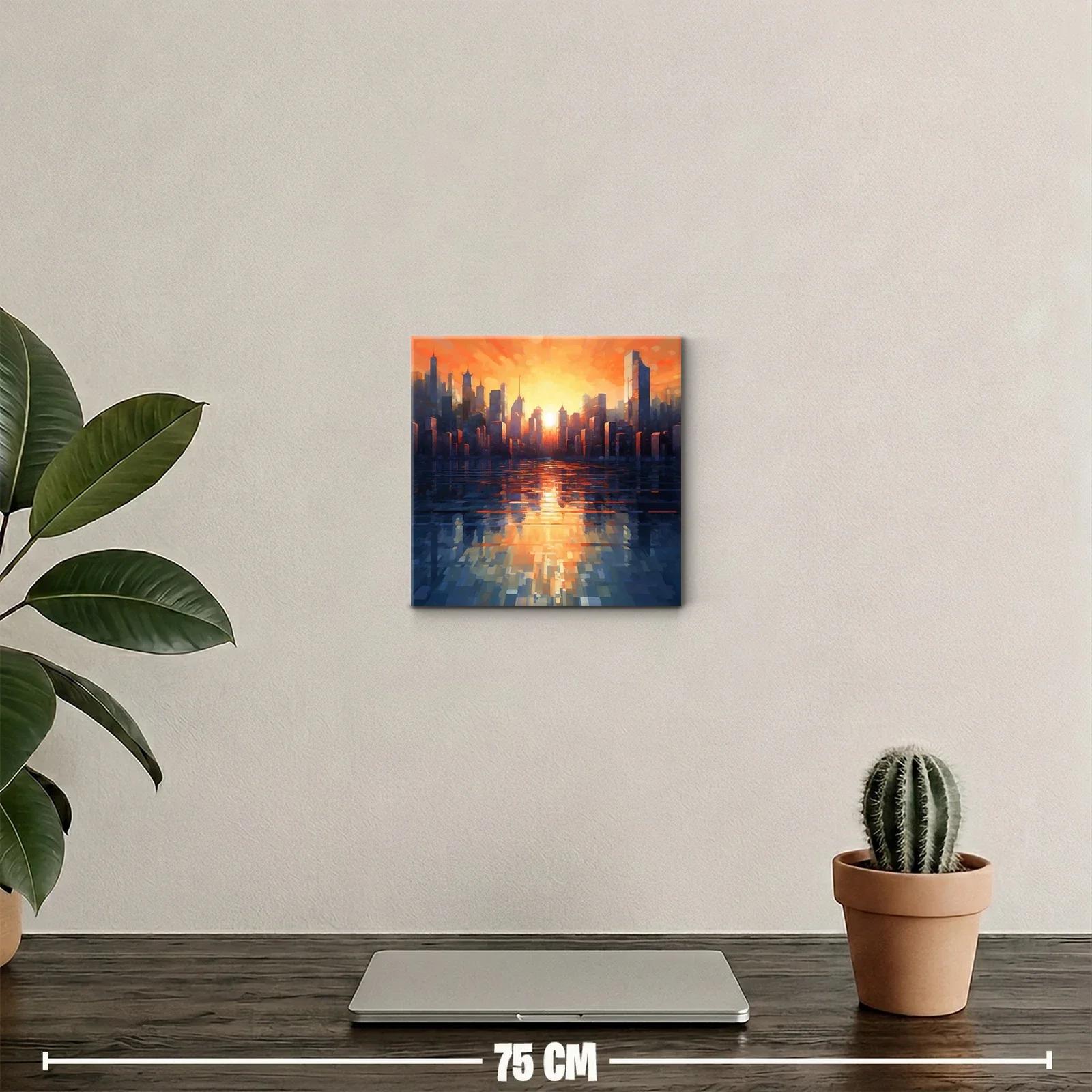 Atardecer vibrante en la silueta de la ciudad moderna — miniatura 2