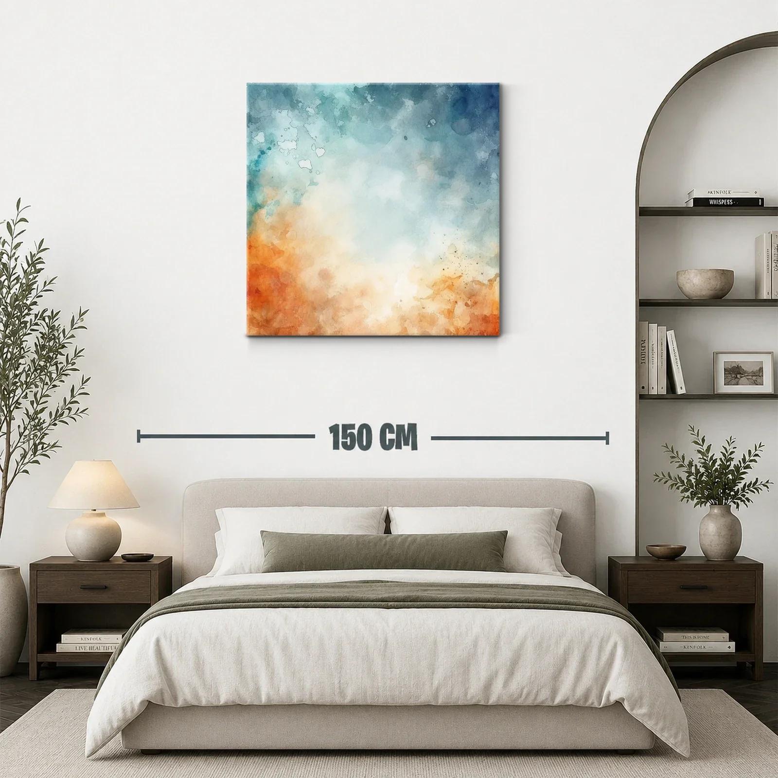 Cuadro abstracto con tonos cálidos y fríos en armonía — miniatura 3