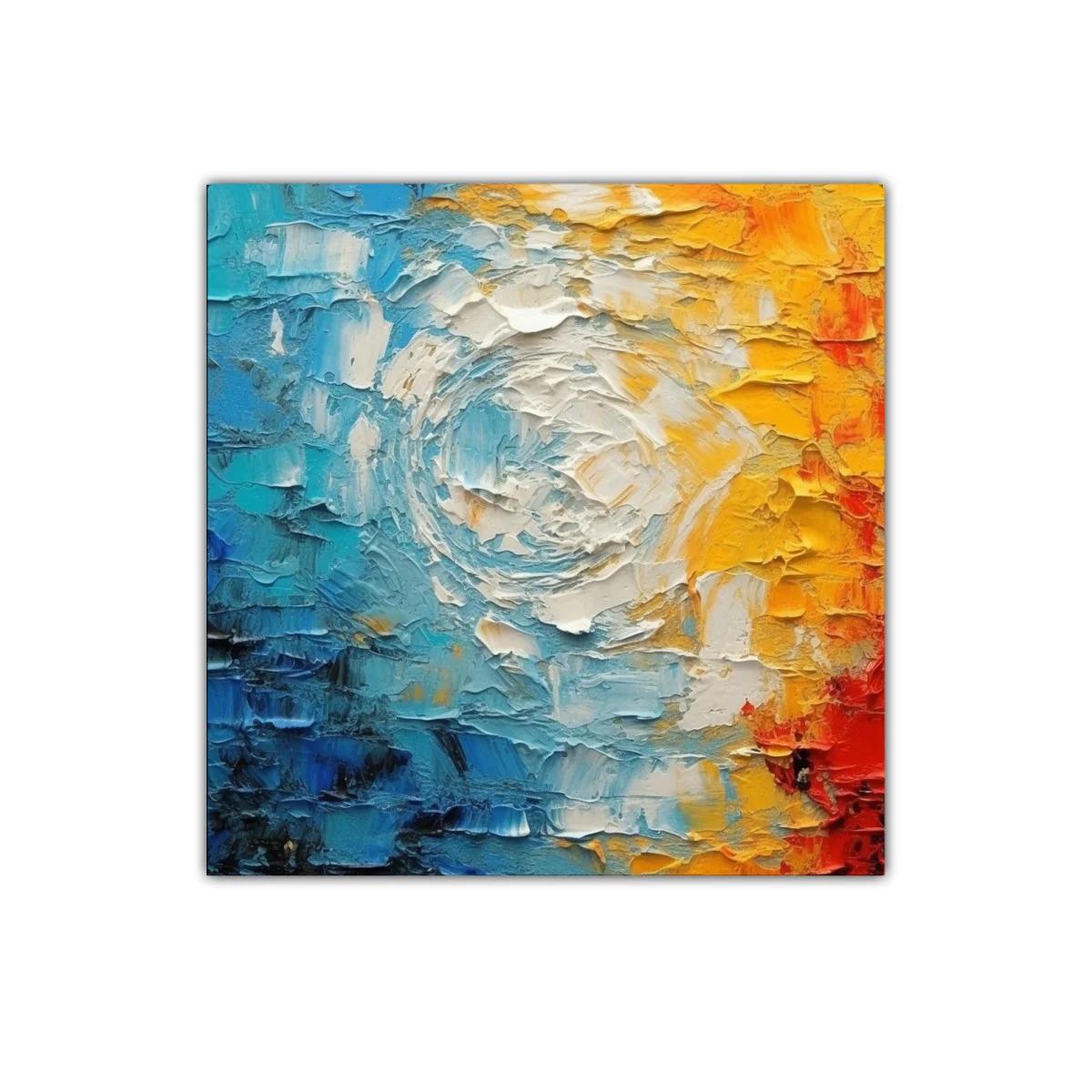 Cuadro abstracto con vibrante contraste de colores cálidos y fríos — imagen principal