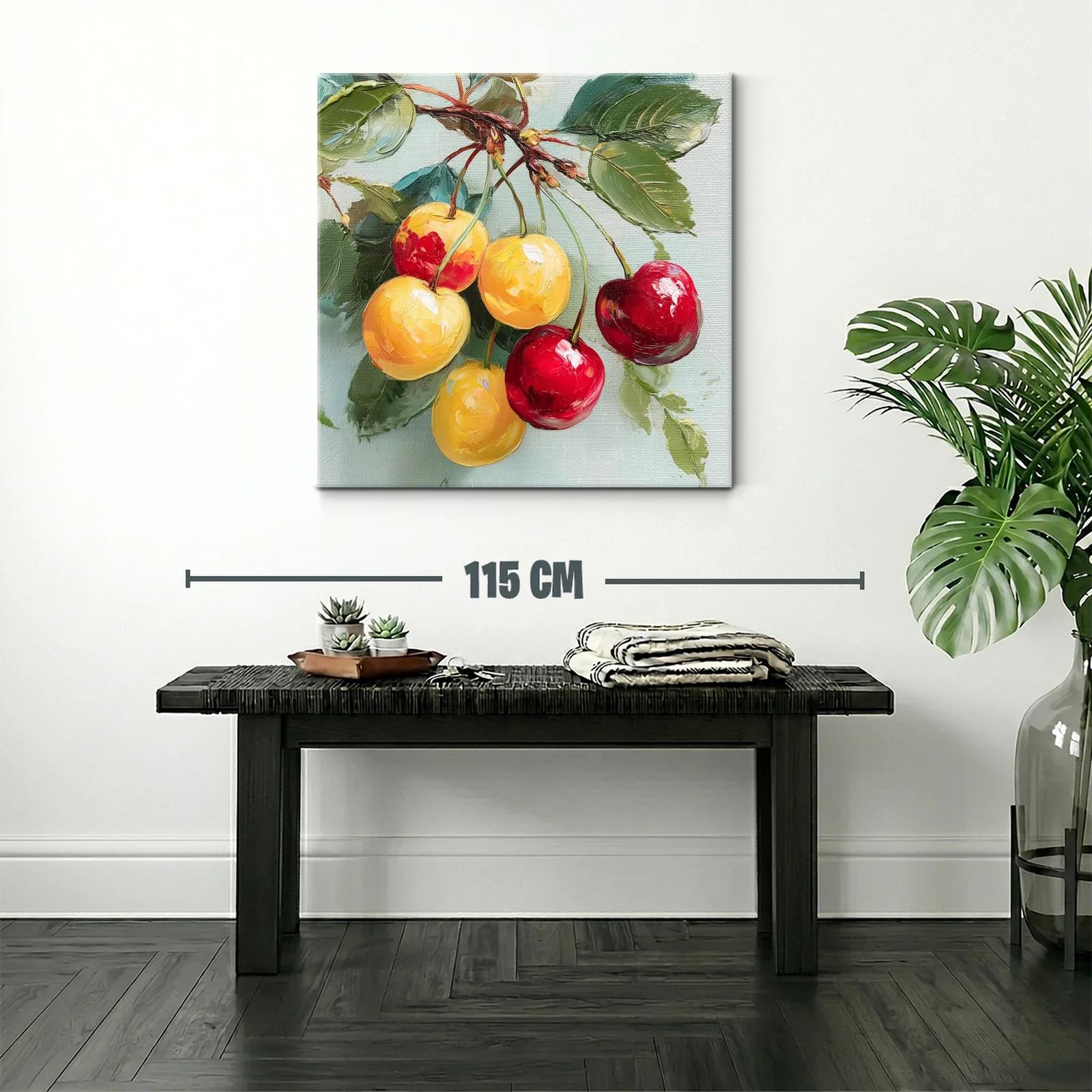 Cherries in Vibrant Red and Yellow on Soft Green Background — miniatura 2