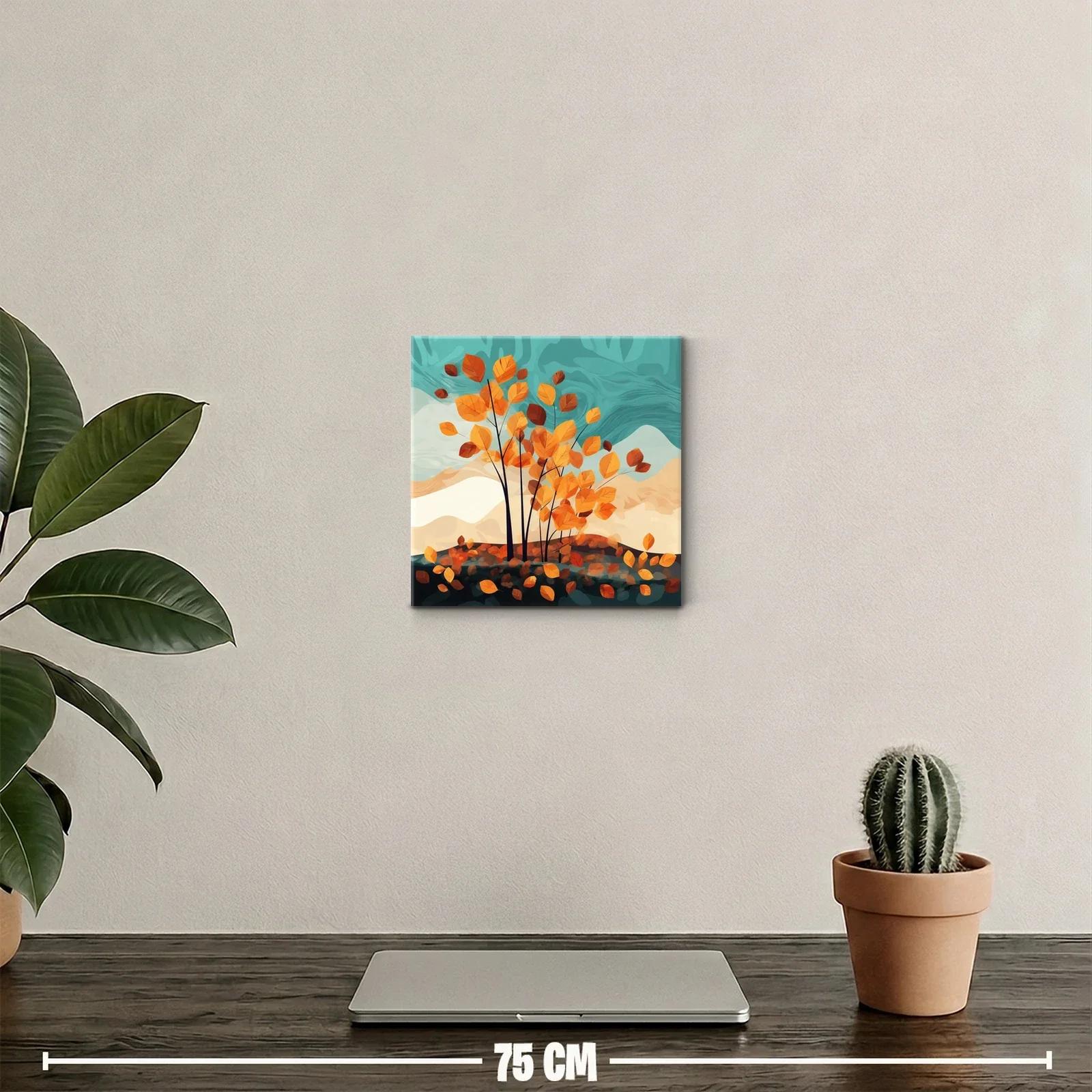 Cuadro decorativo con árbol de hojas otoñales naranjas — miniatura 2