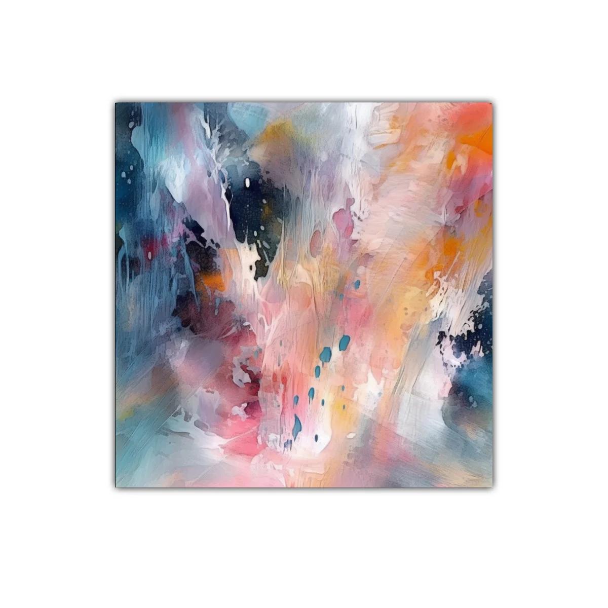 Cuadro abstracto con explosión de colores cálidos y fríos — imagen principal