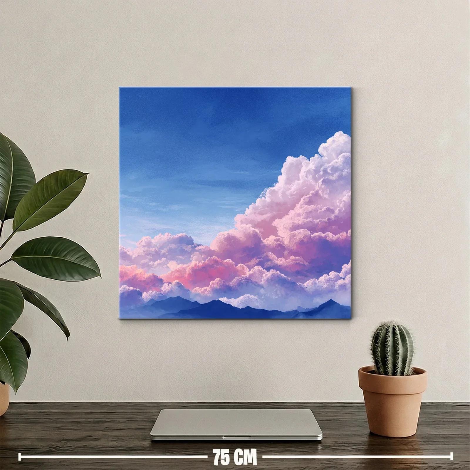 Cielo crepuscular con nubes rosas y montañas azuladas — miniatura 2
