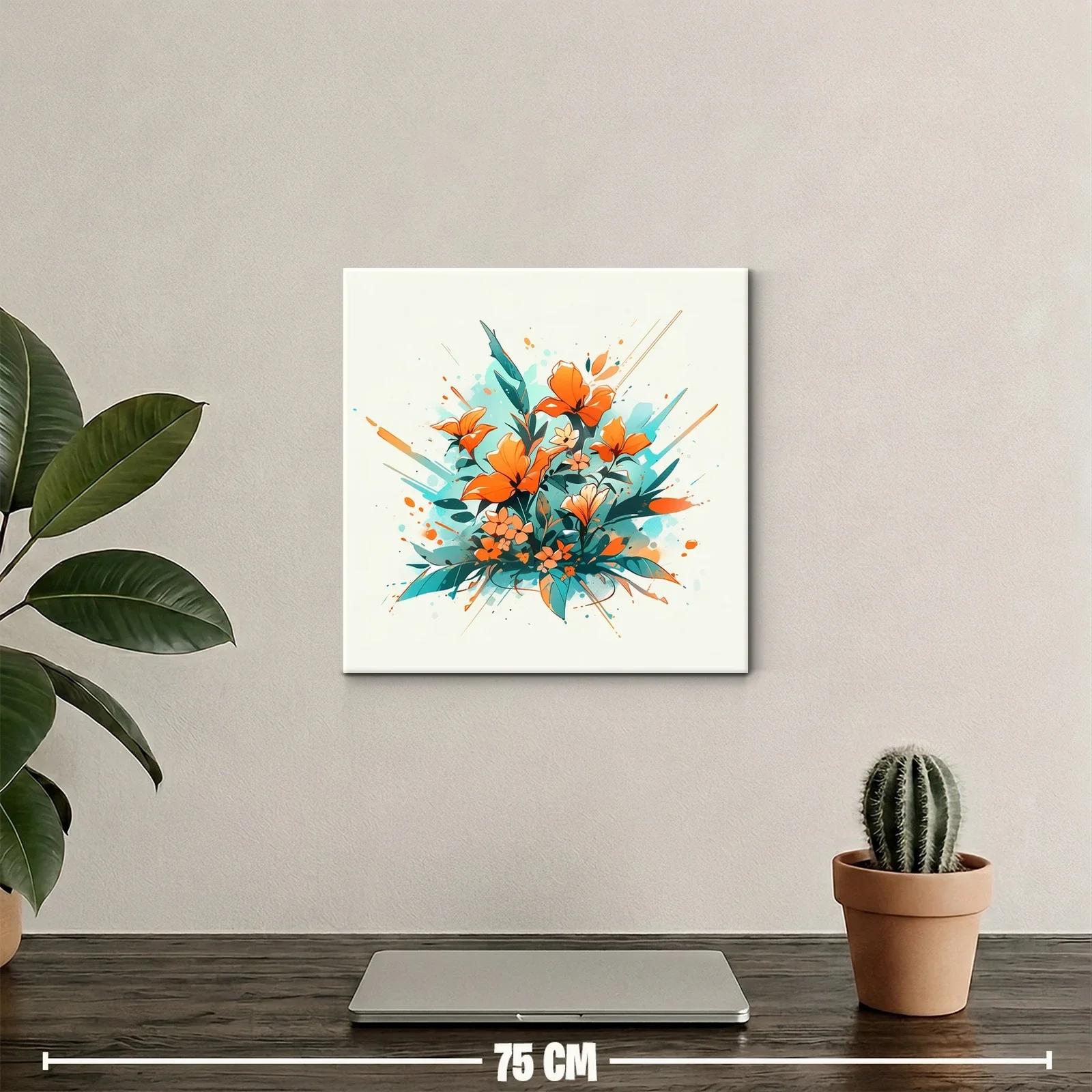 Composición vibrante de flores en tonos naranjas y verdes — miniatura 2