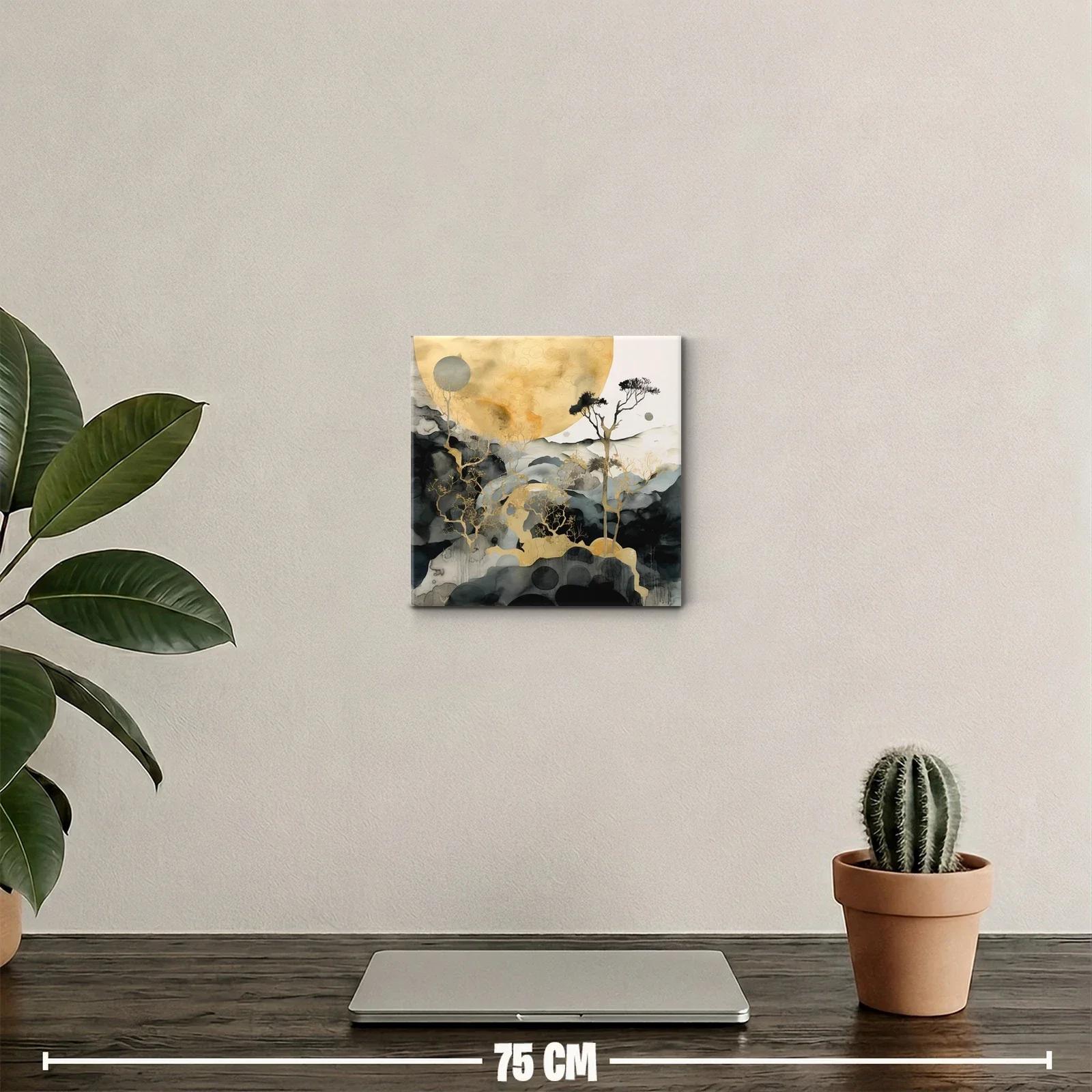 Paisaje onírico con tonos dorados y grisáceos sutiles — miniatura 2