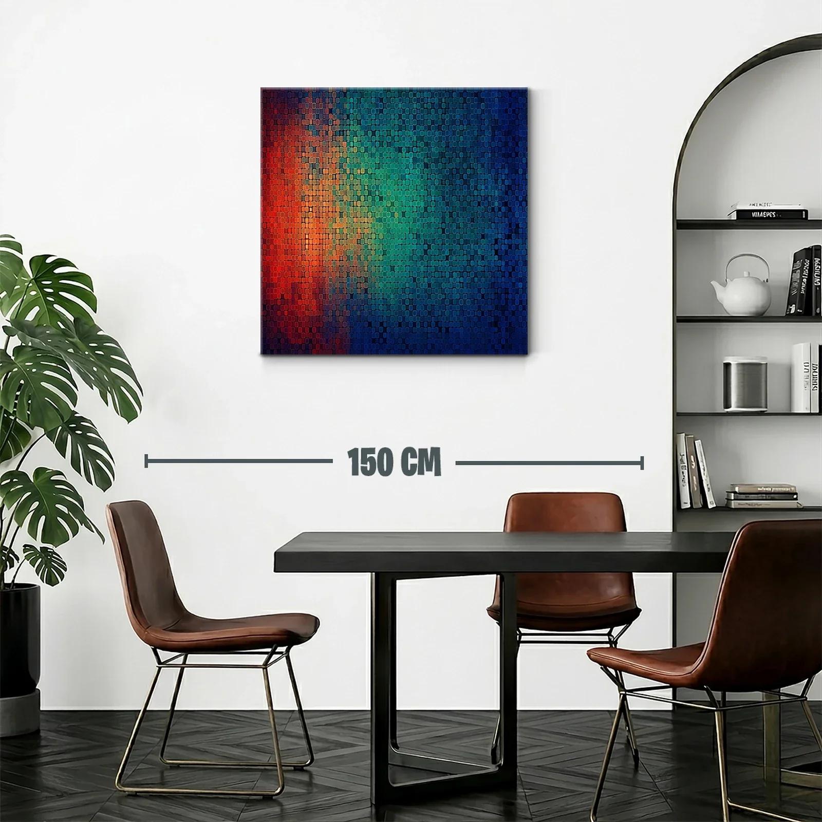 Cuadro abstracto mosaico en vibrantes tonos cálidos y fríos — miniatura 2