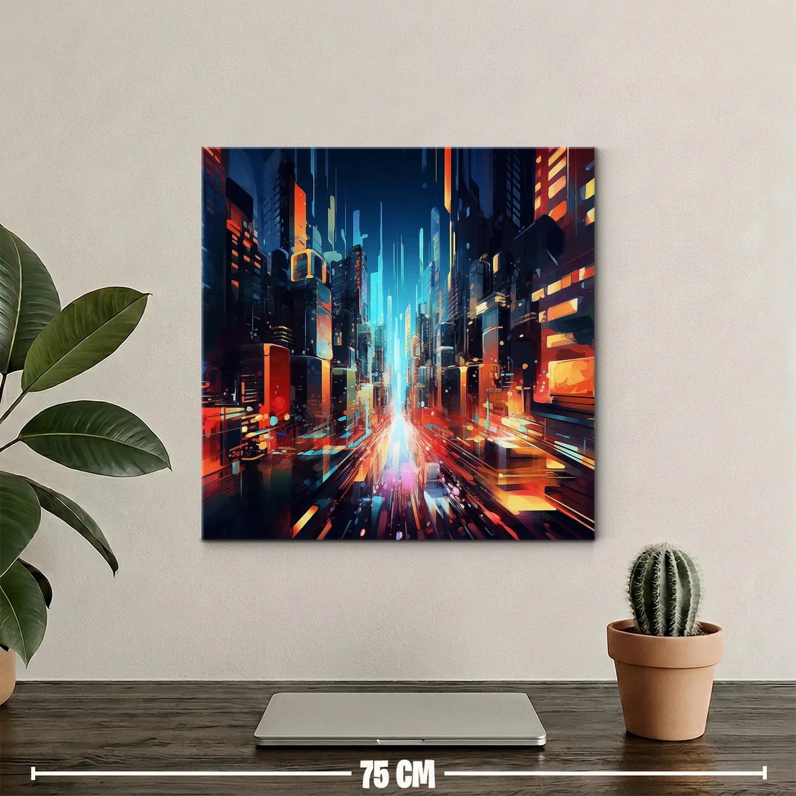 Ciudad futurista con luces vibrantes en movimiento rápido — miniatura 2