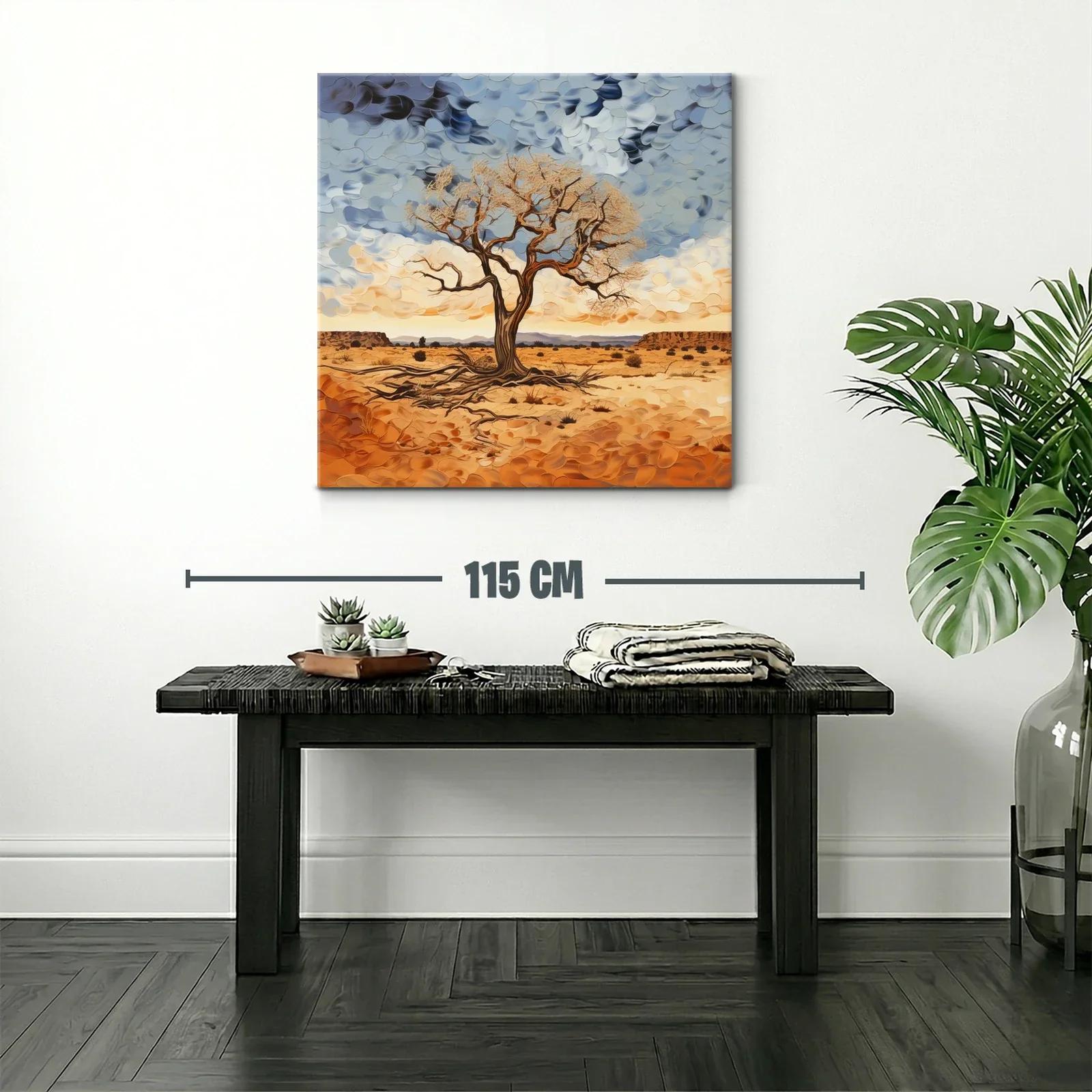 Árbol solitario en paisaje desértico con cielo dramático — miniatura 2