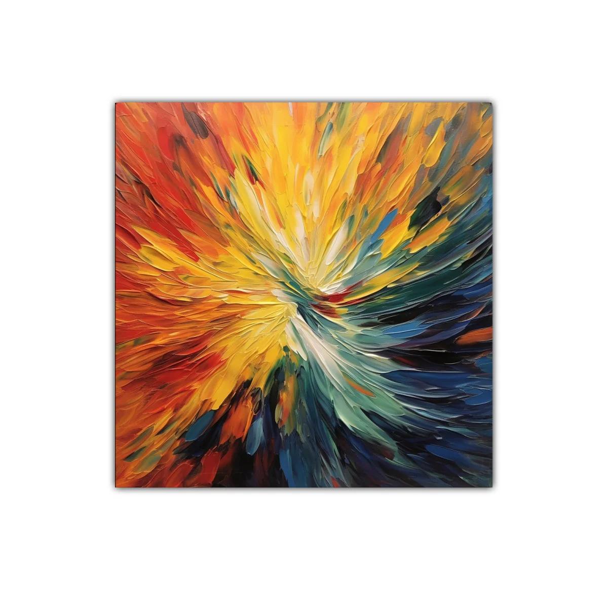 Cuadro abstracto con explosión de colores vibrantes y dinámicos — miniatura 1