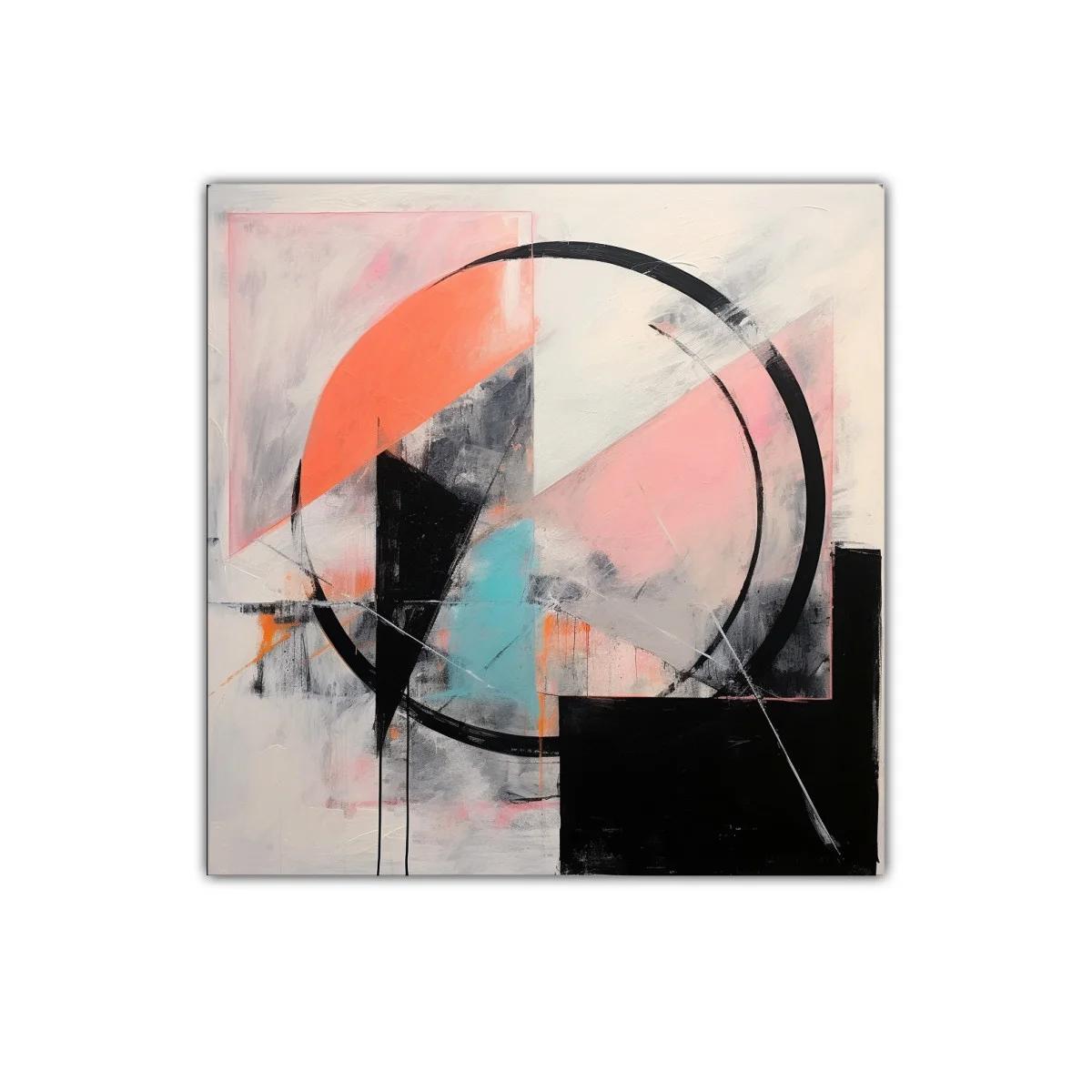 Cuadro abstracto con formas geométricas y colores suaves