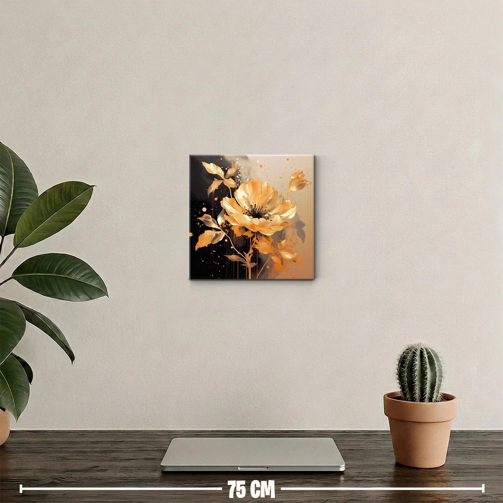 Elegancia floral en tonos dorados y negros modernos — miniatura 2