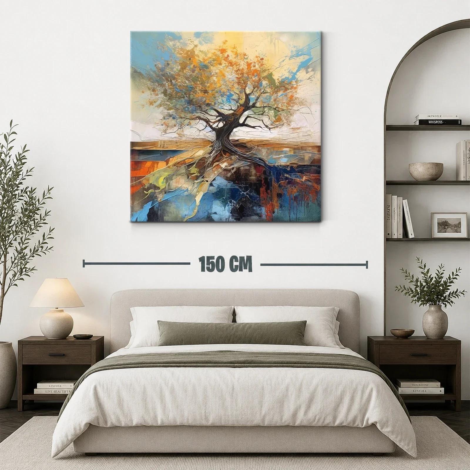 Árbol enraizado con hojas vibrantes y cielo azul — miniatura 3