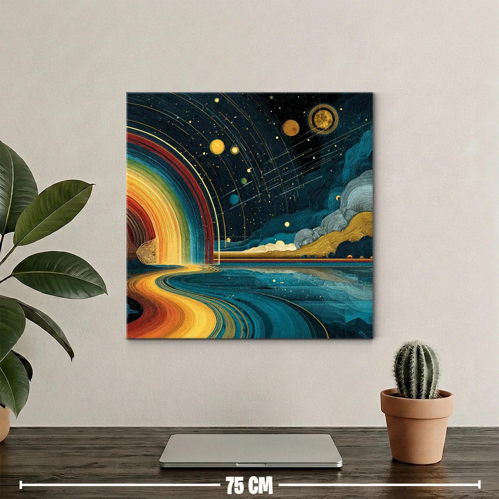 Paisaje cósmico con camino dorado y cielo estrellado — miniatura 2