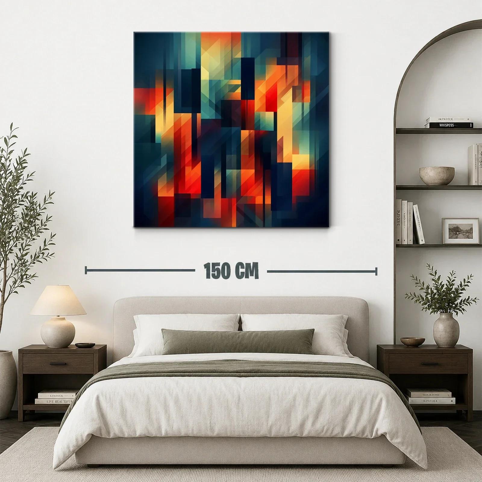 Composición abstracta vibrante con tonos cálidos y fríos — miniatura 3