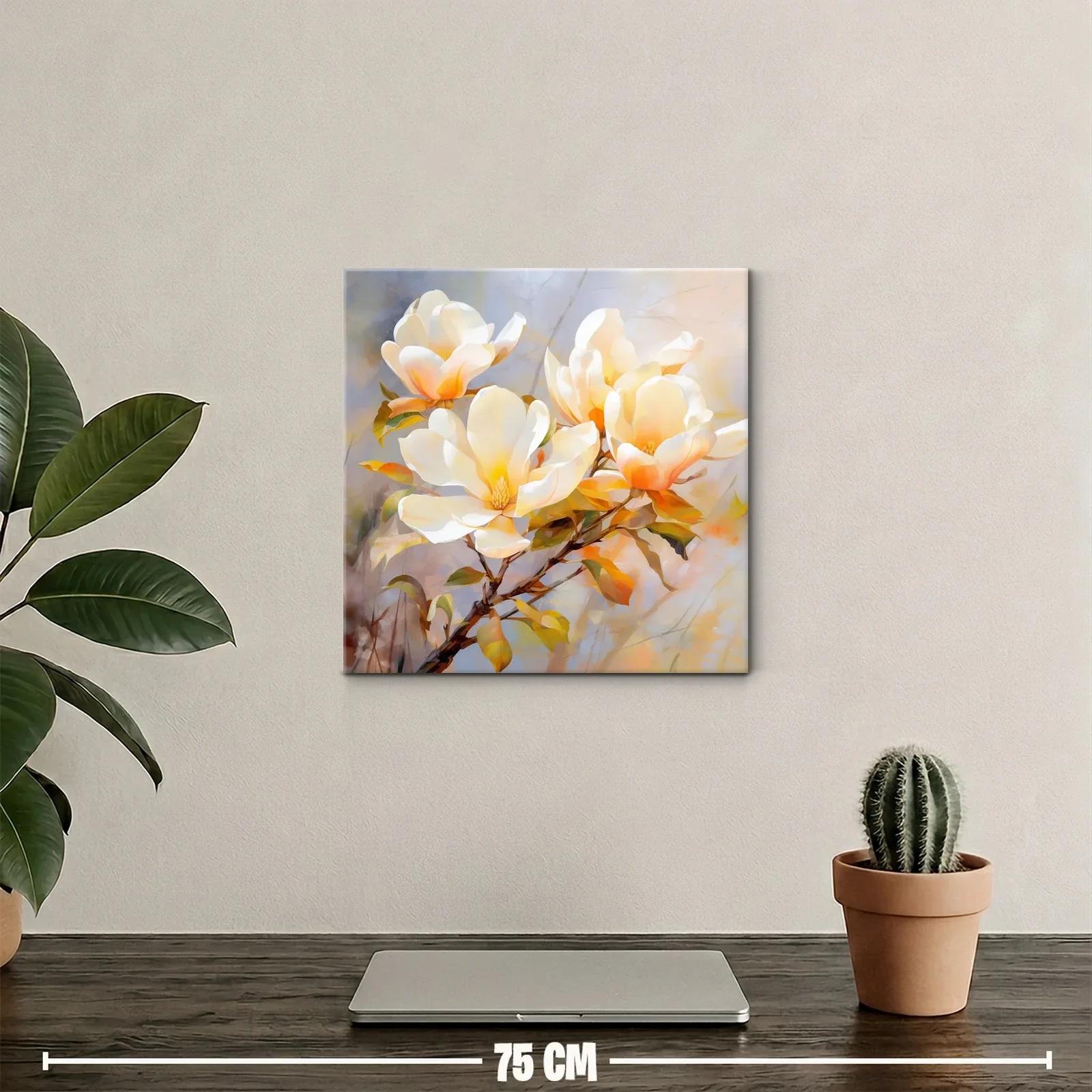 Cuadro de flores magnolias en tonos cálidos y suaves — miniatura 2