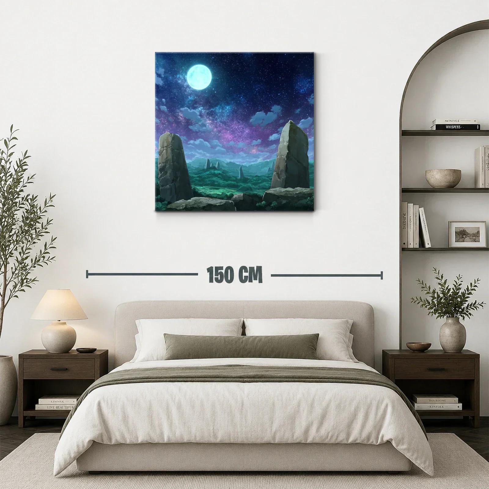 Paisaje nocturno con piedras monolíticas y cielo estrellado — miniatura 3