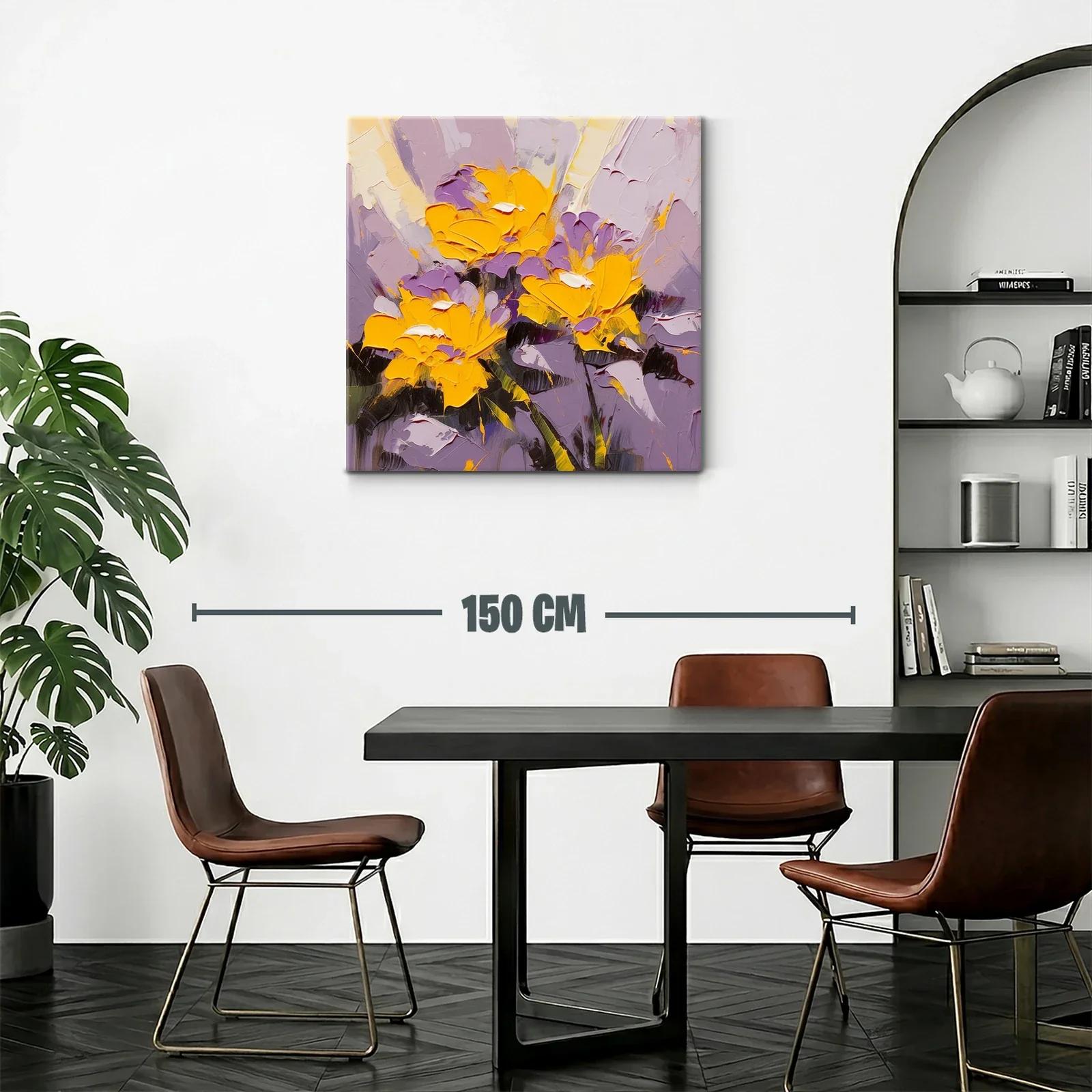 Cuadro floral vibrante con tonos cálidos y lilas — miniatura 2