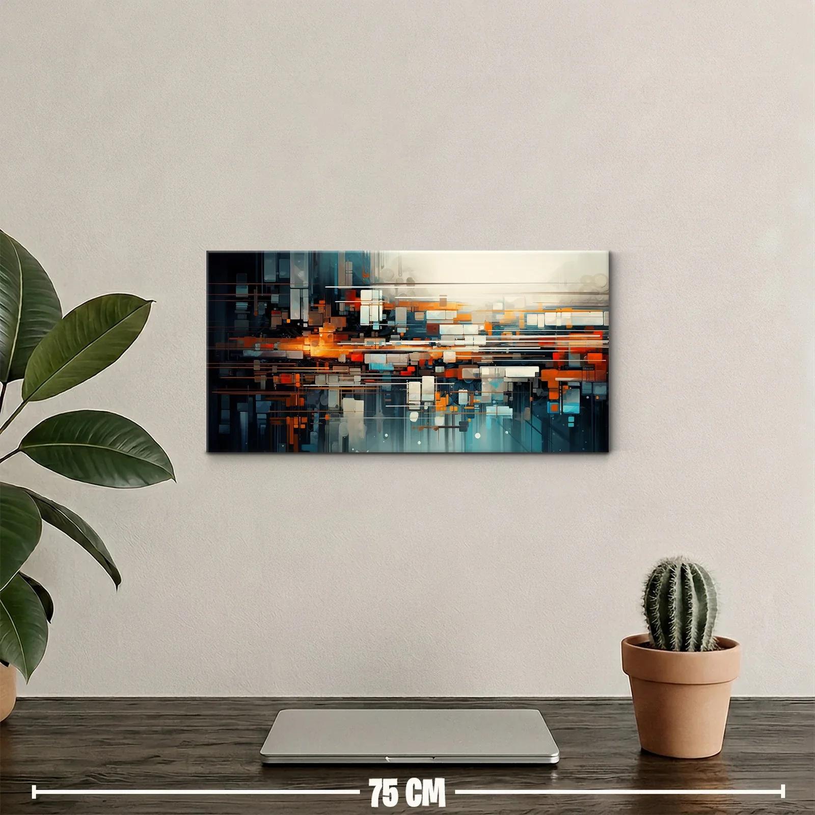 Cuadro abstracción urbana con reflejo luminoso — miniatura 2
