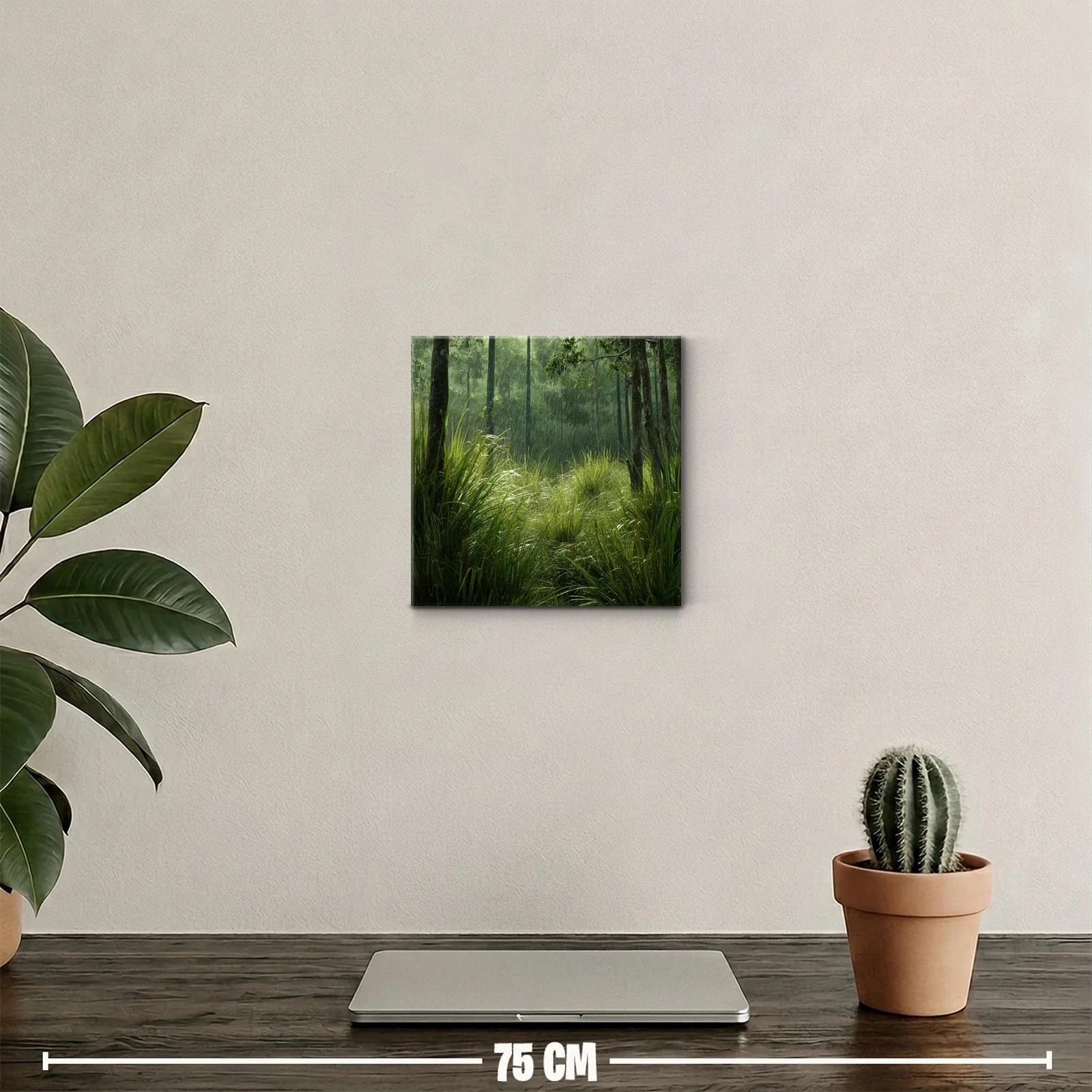 Bosque bajo la lluvia con vegetación luminosa y fresca — miniatura 2