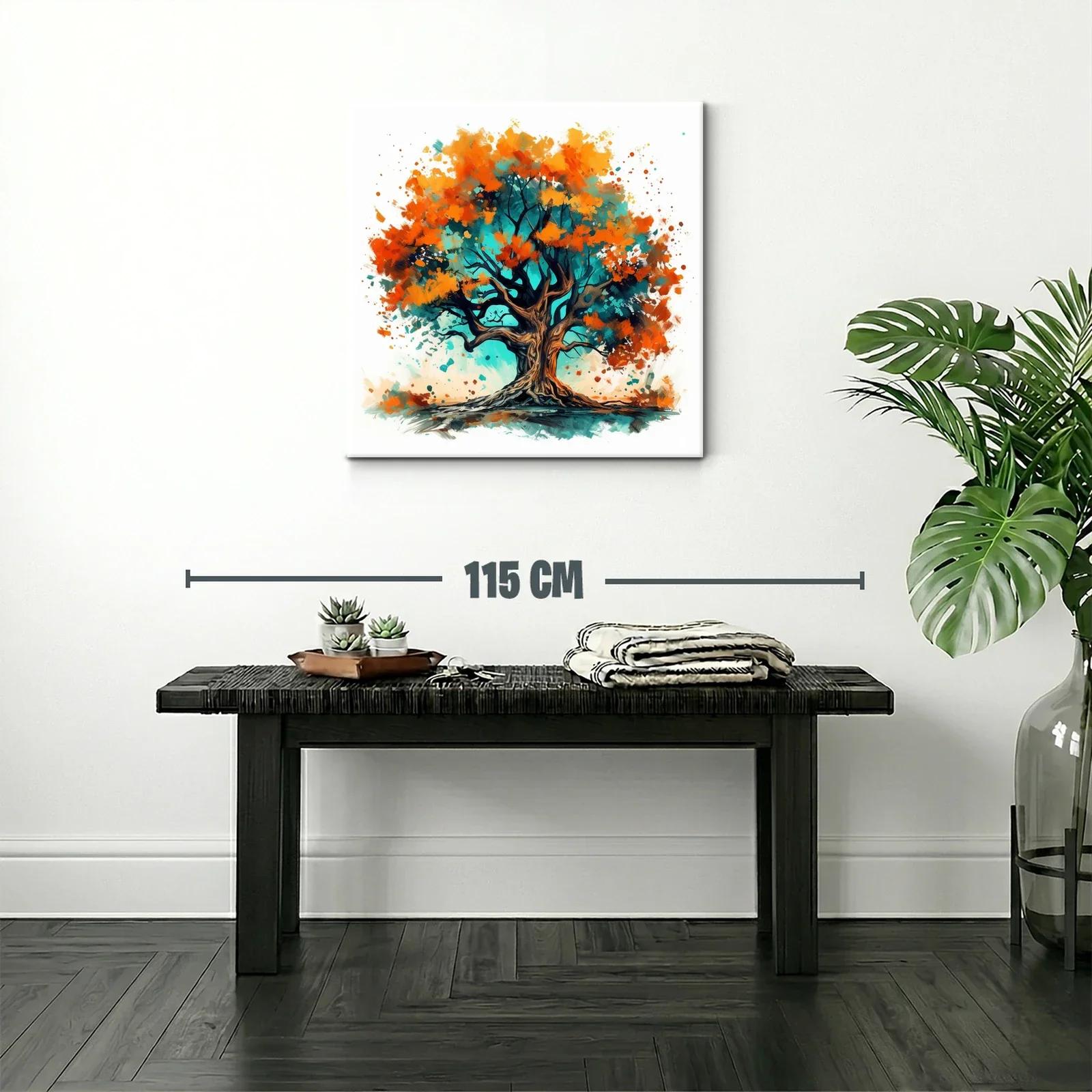 Árbol vibrante con tonos cálidos y frescos en composición dinámica — miniatura 2