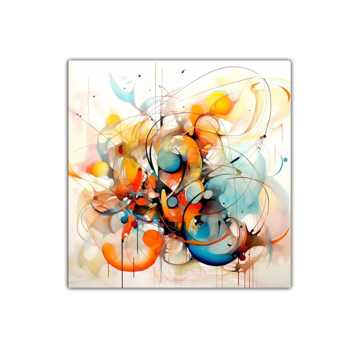 Cuadro abstracto en tonos cálidos y fríos vibrantes — imagen principal