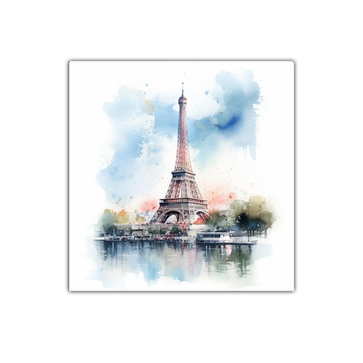 Eiffel Tower en acuarela con tonos suaves y vibrantes — imagen principal