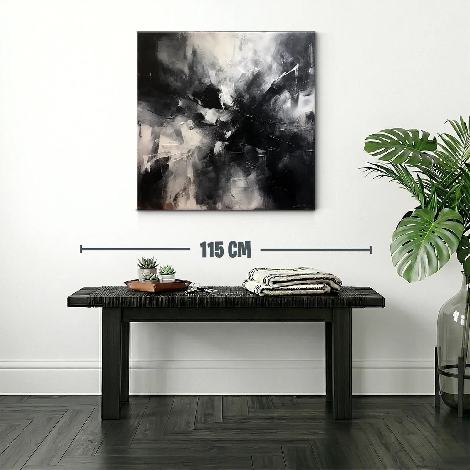 Cuadro abstracto en blanco y negro con impacto visual — miniatura 2