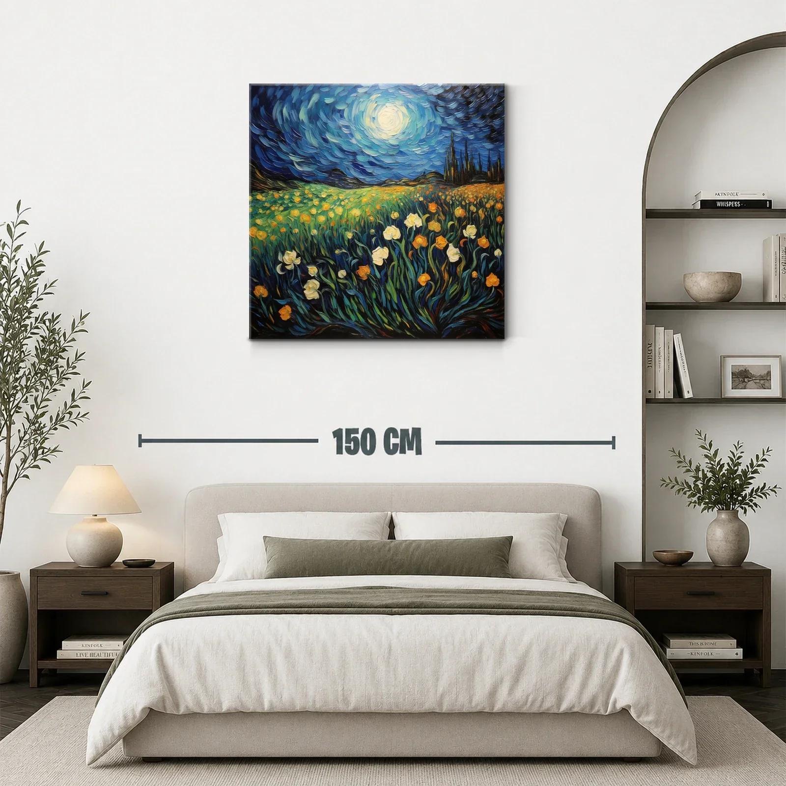 Campo de flores bajo cielo nocturno brillante — miniatura 3