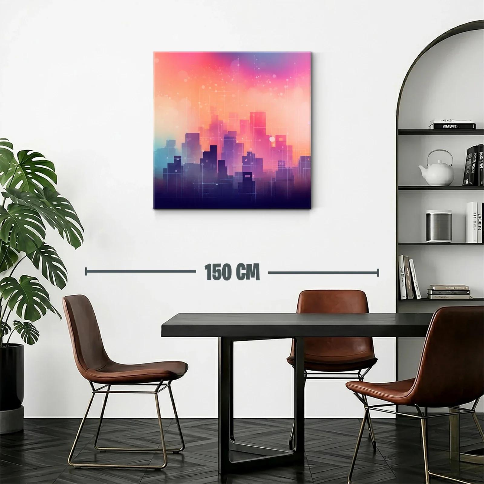 Ciudad abstracta en tonos cálidos y vibrantes al atardecer — miniatura 2