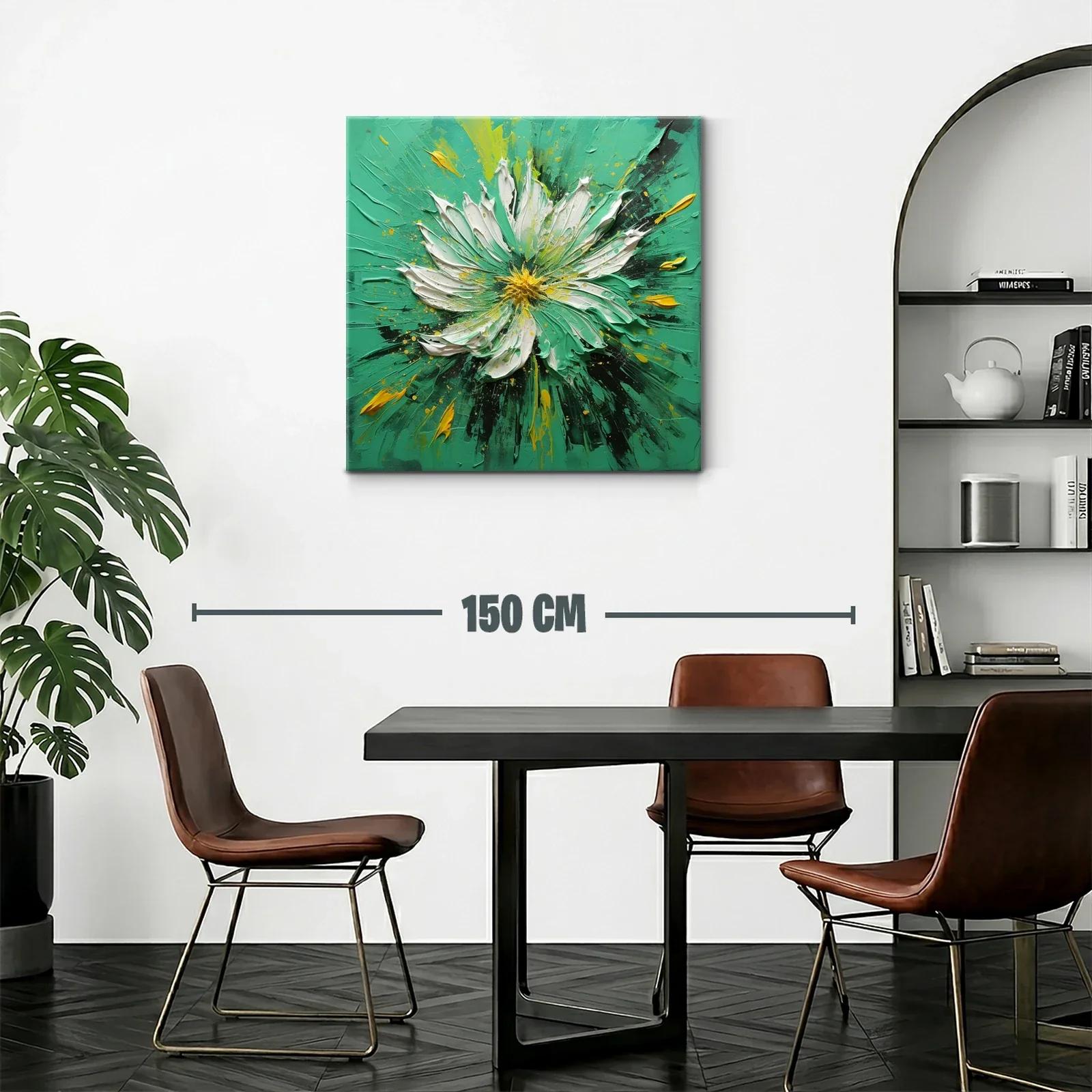 Cuadro floral vibrante en tonos verdes y amarillos — miniatura 2