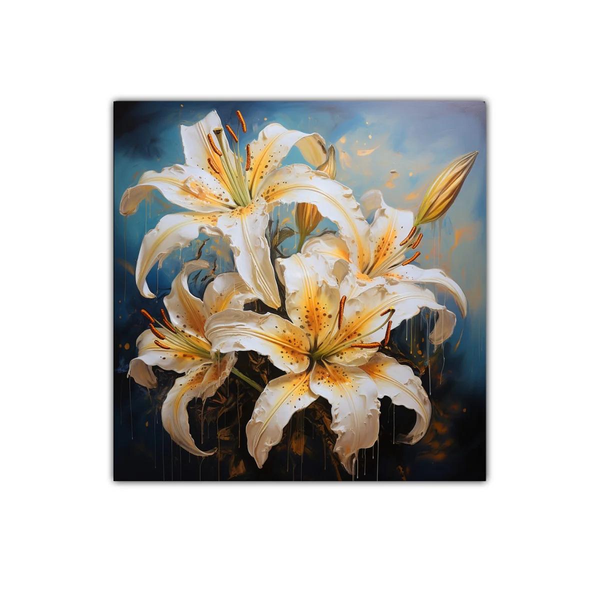 Cuadro decorativo con delicados lirios blancos y dorados — imagen principal