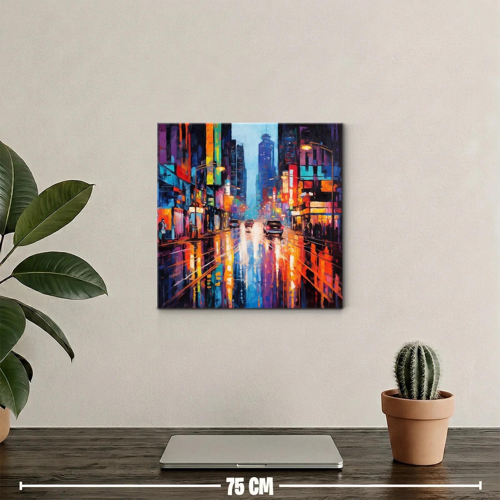 Ciudad vibrante con reflejos de luces de neón — miniatura 2