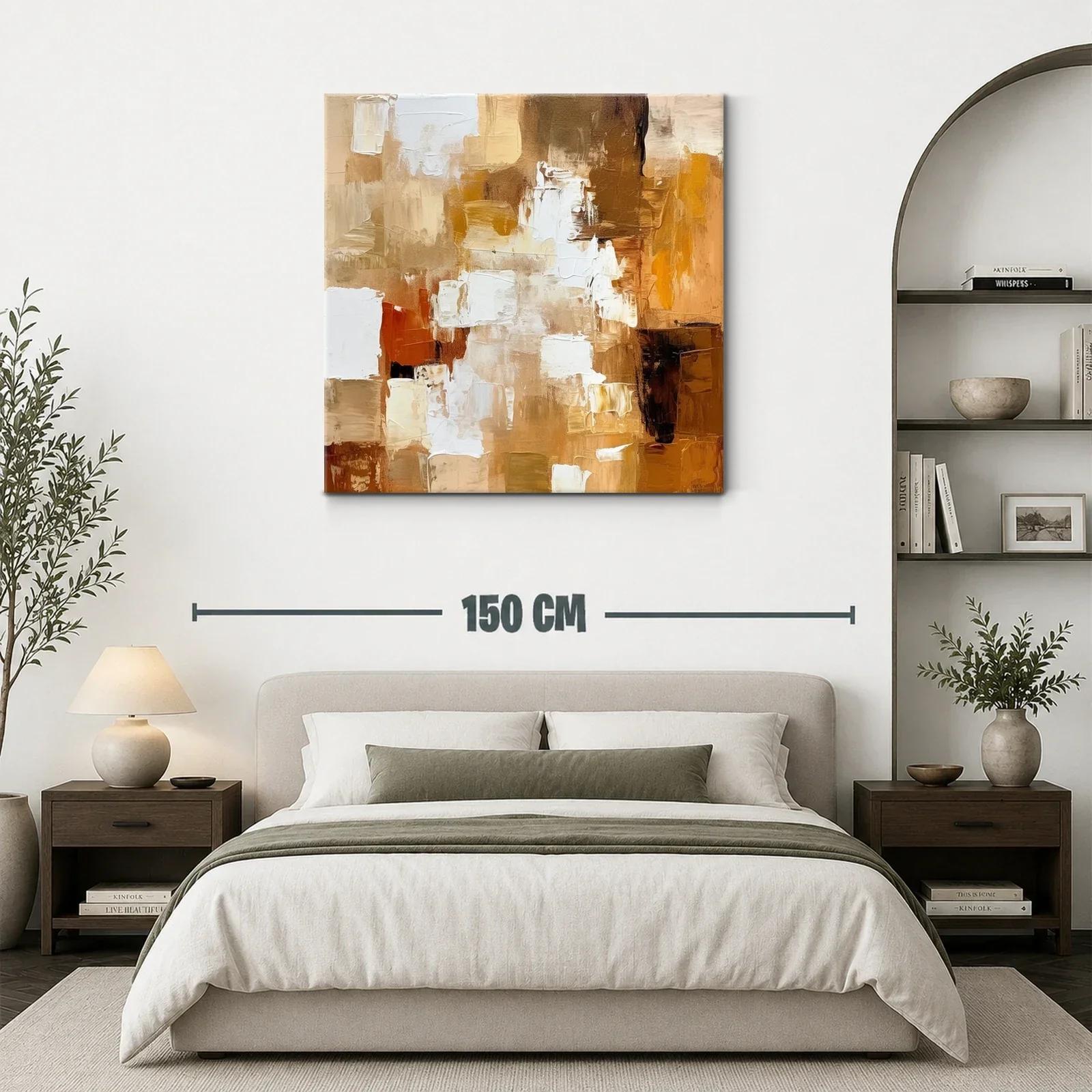 Cuadro abstracto en tonos cálidos marrones y beige — miniatura 3