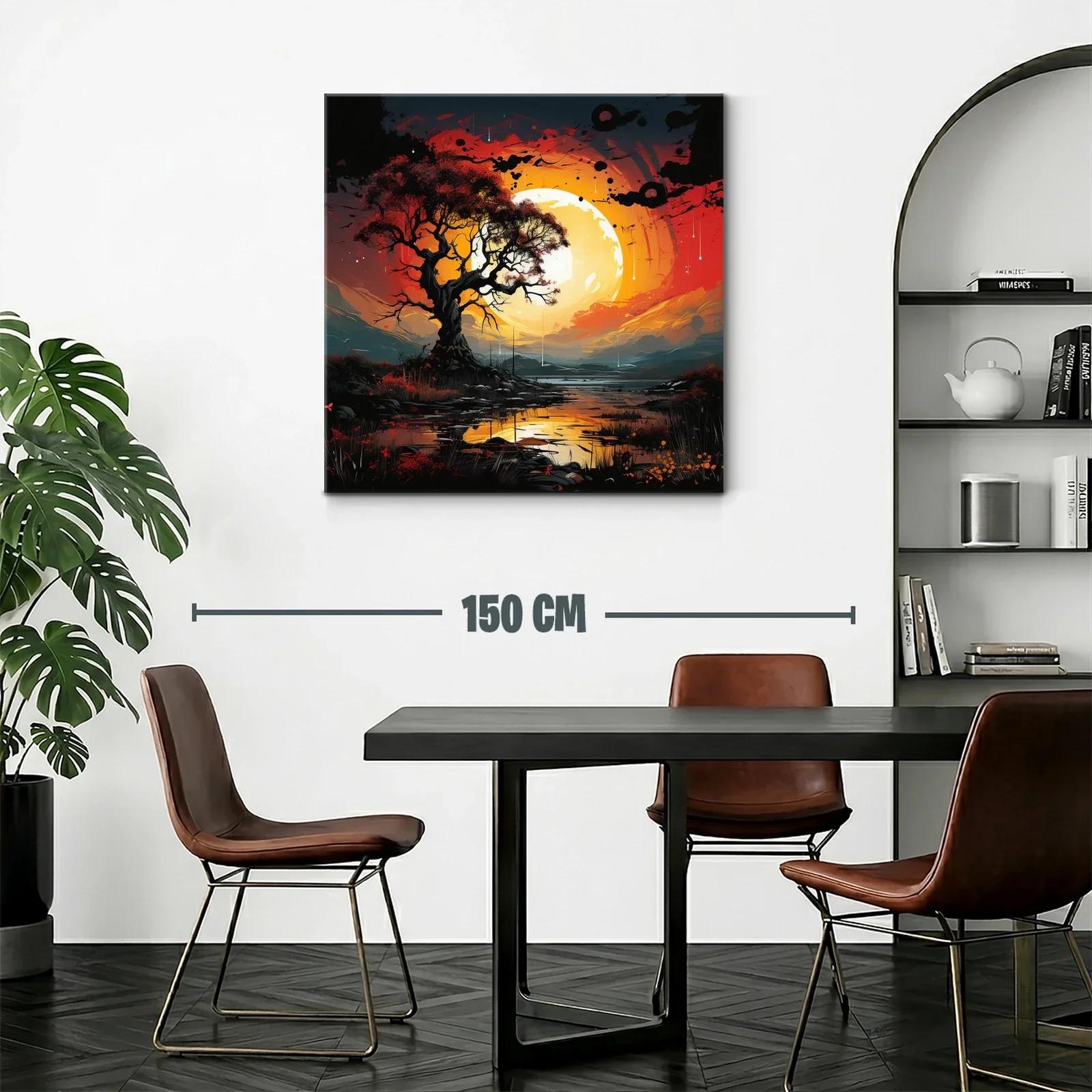Atardecer místico con árbol sobre lago reflejante — miniatura 2