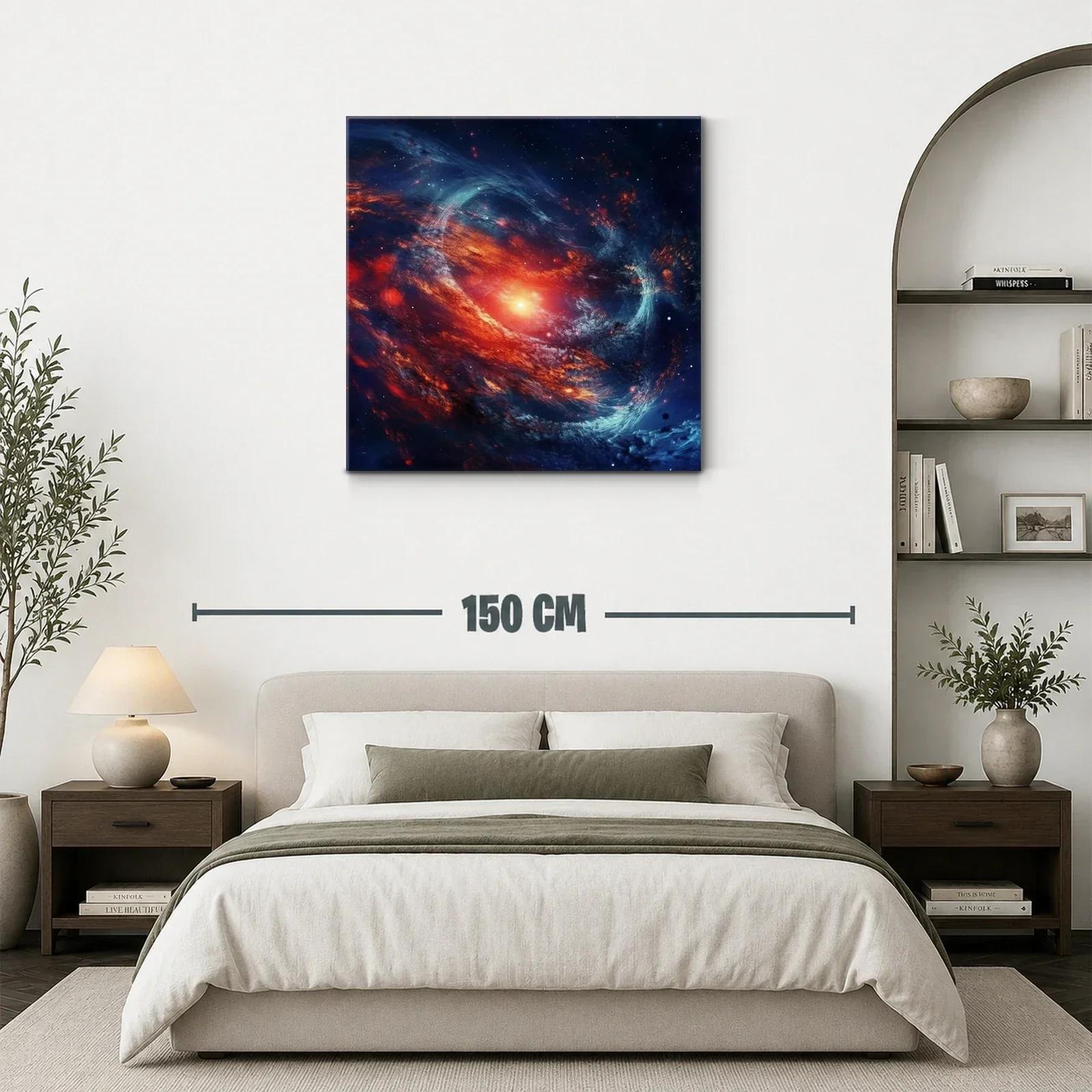 Cuadro artístico de galaxia en vibrantes tonos rojos y azules — miniatura 3