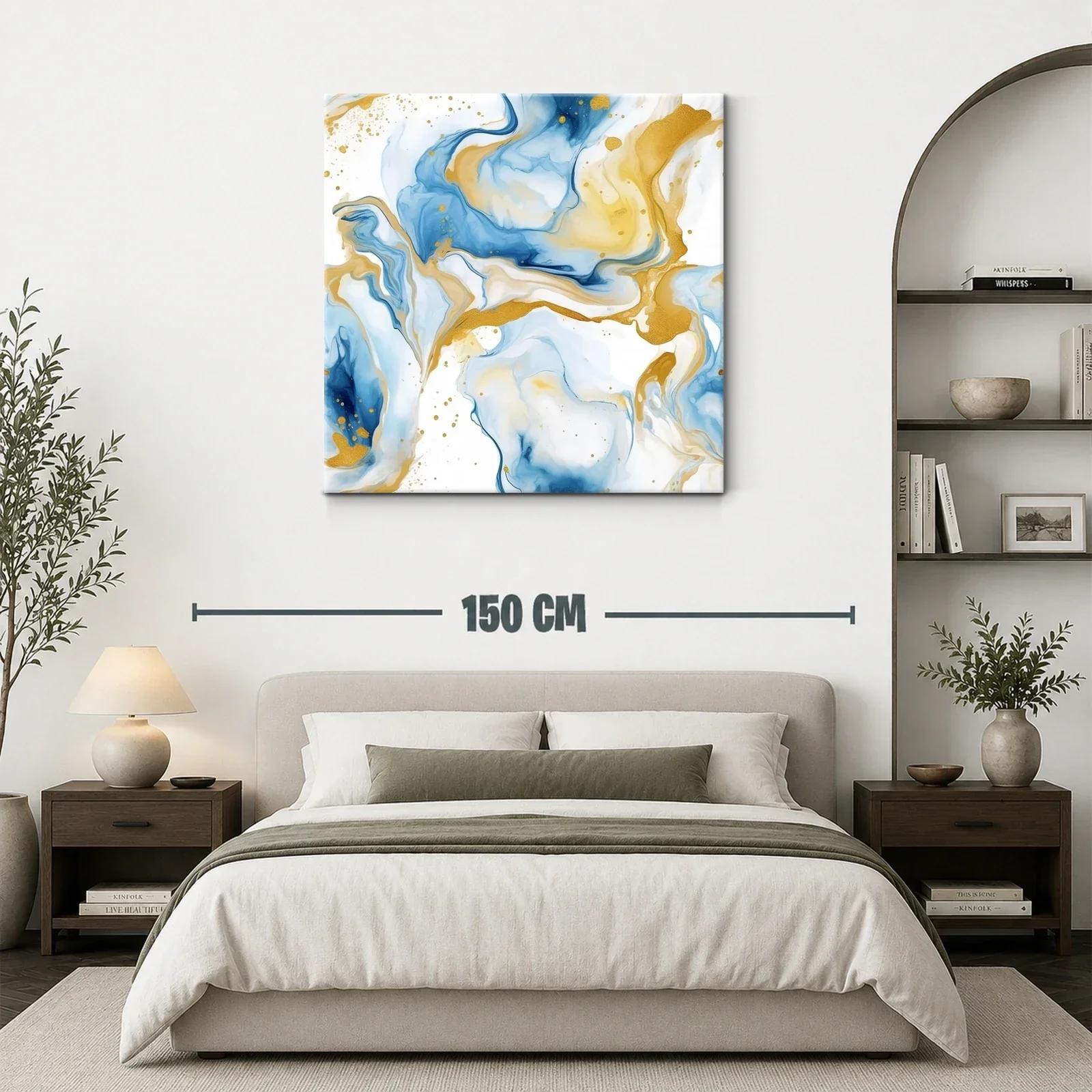 Composición abstracta en tonos azules y dorados — miniatura 3