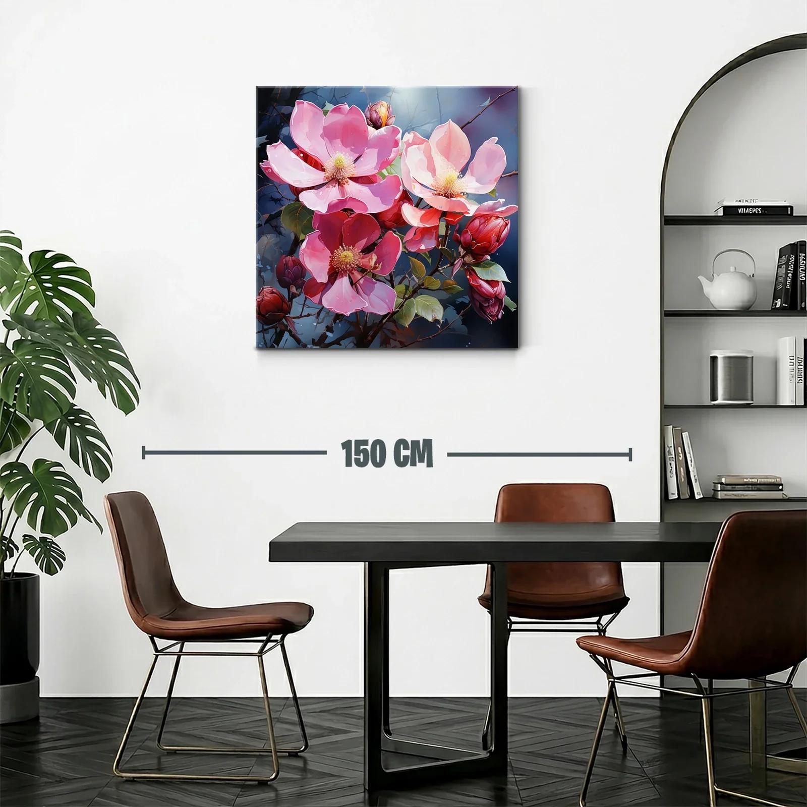 Flores rosas en contraste con fondo azul oscuro — miniatura 2