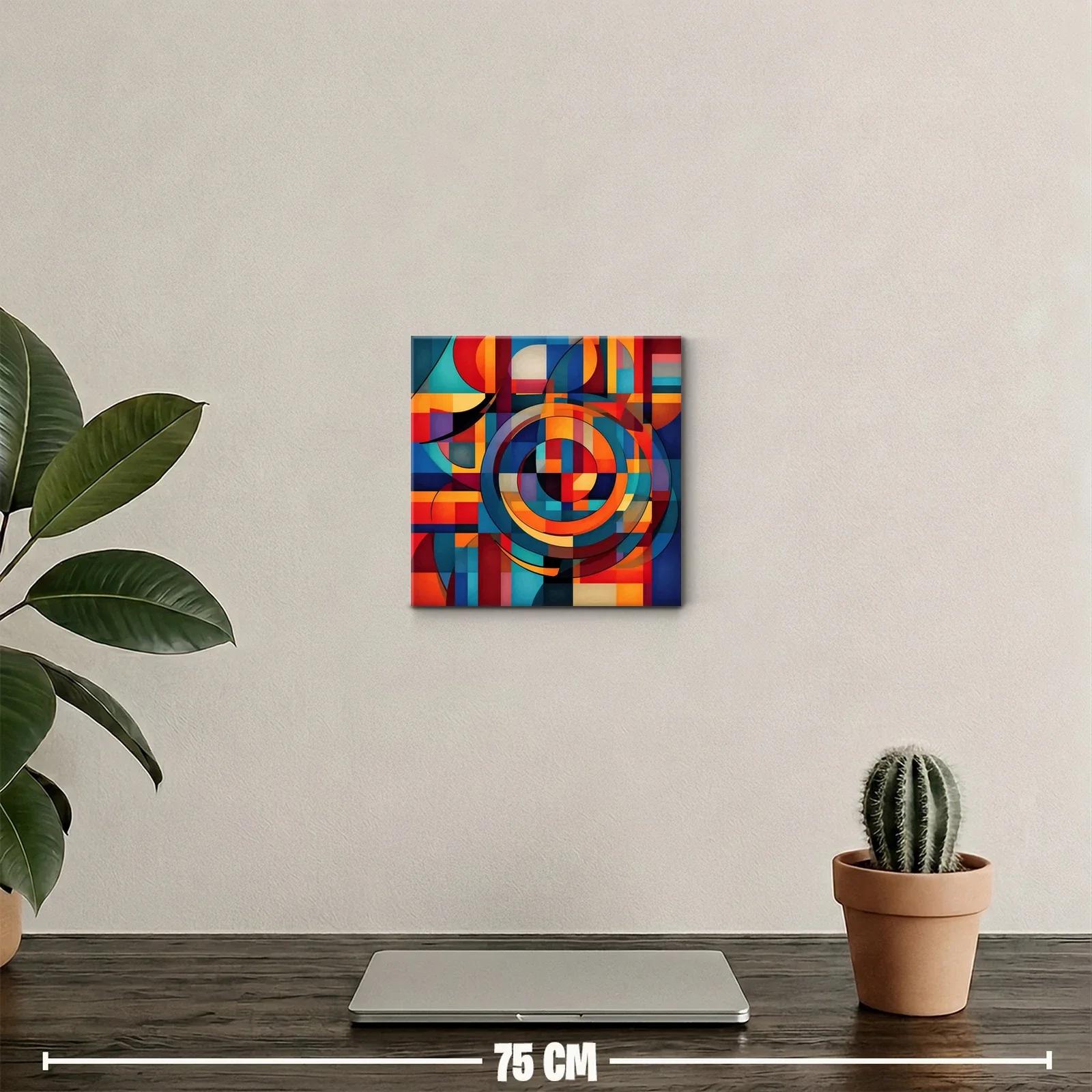 Cuadro Abstracto con Formas Geométricas y Colores Vibrantes — miniatura 2