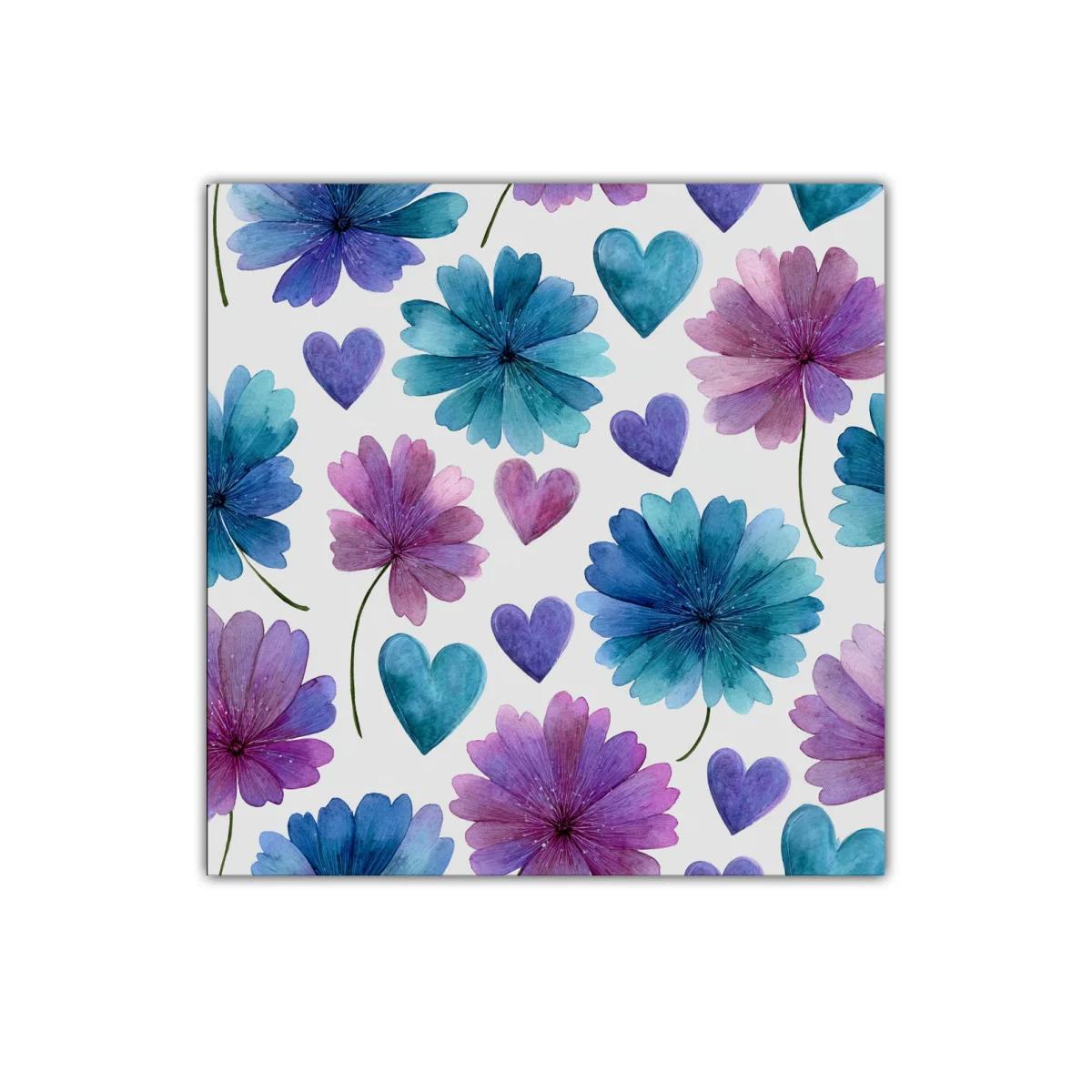Cuadro decorativo de flores y corazones en tonos violetas — imagen principal